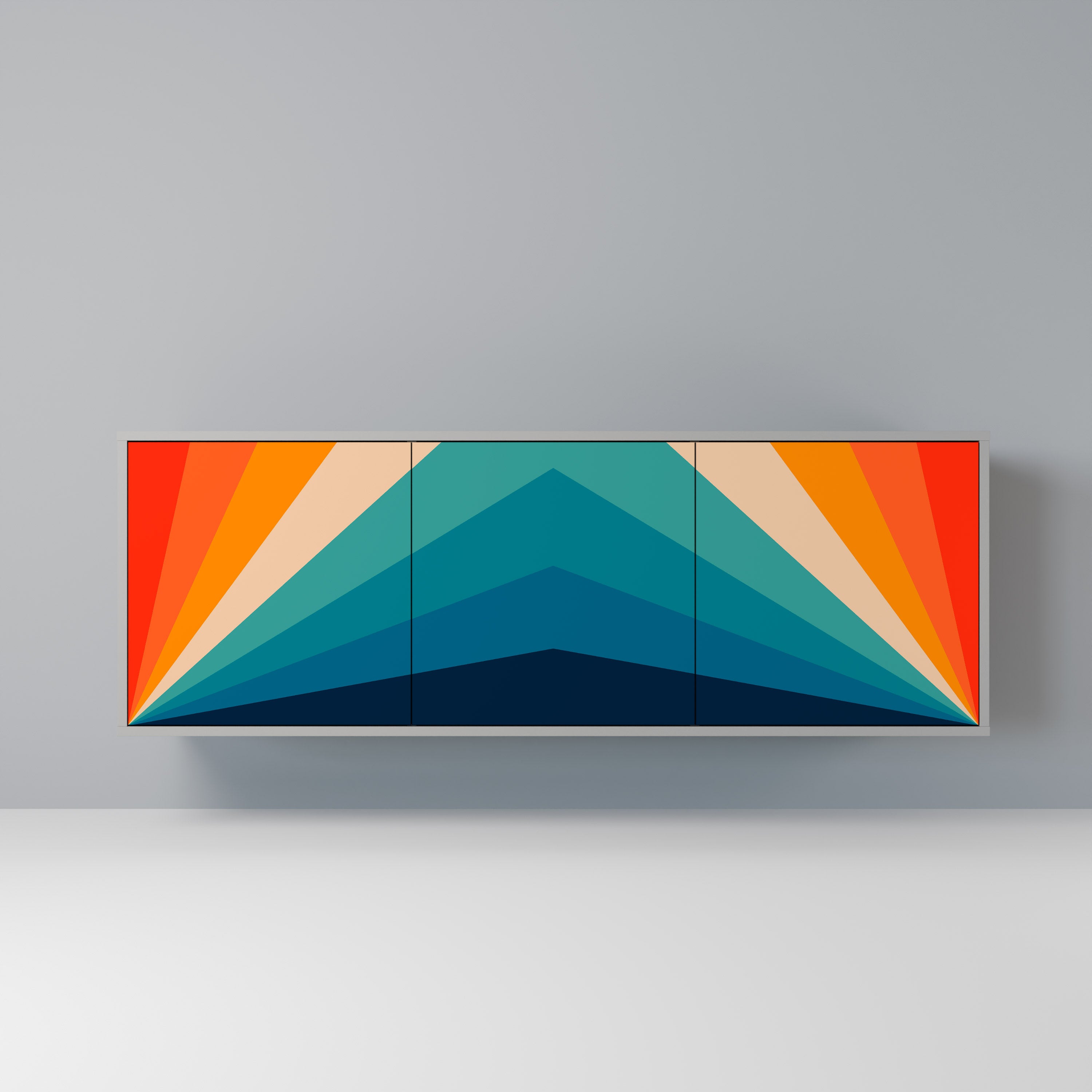 PRISM CONCUSSION 3-Door Sideboard in Grey Finish