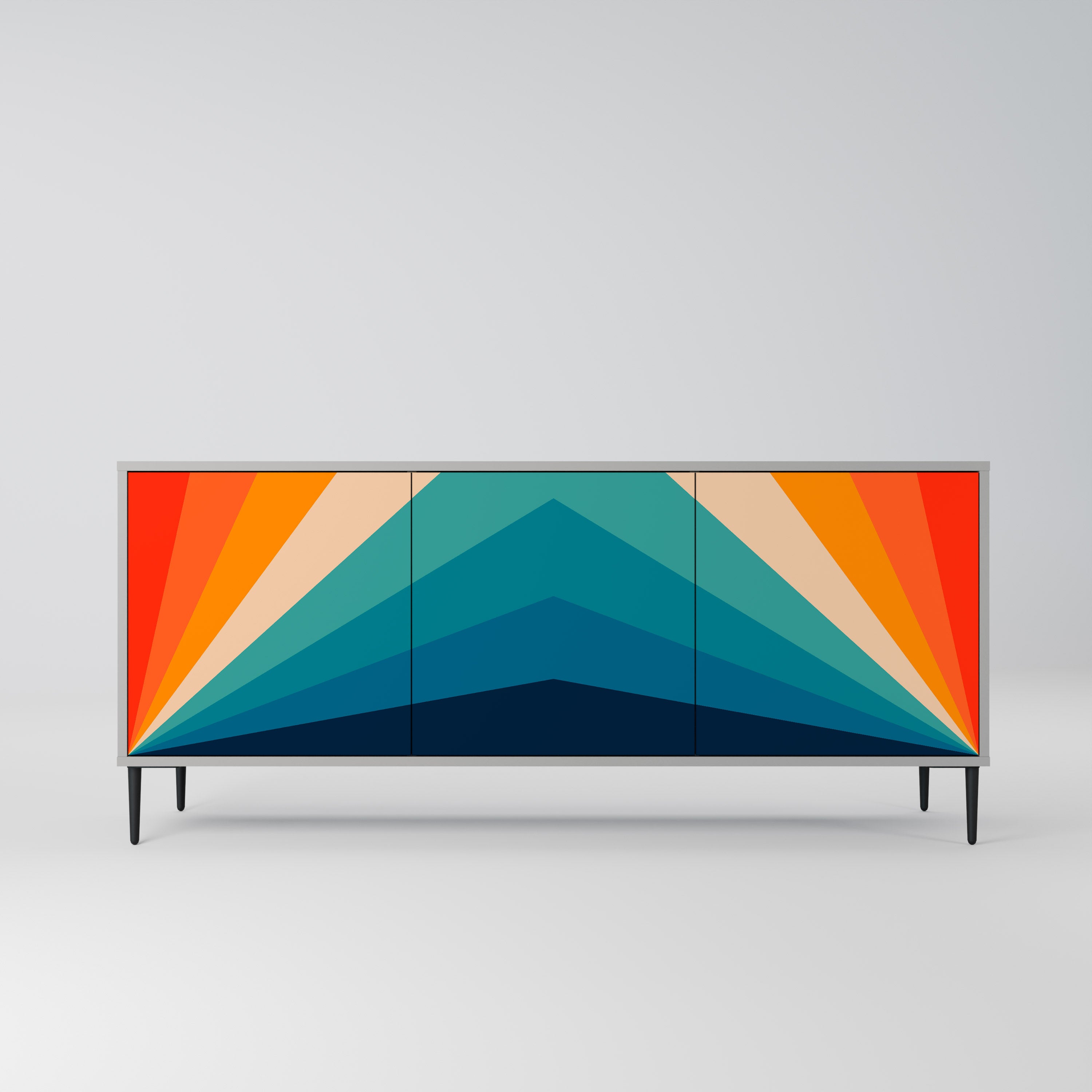 PRISM CONCUSSION 3-Door Sideboard in Grey Finish