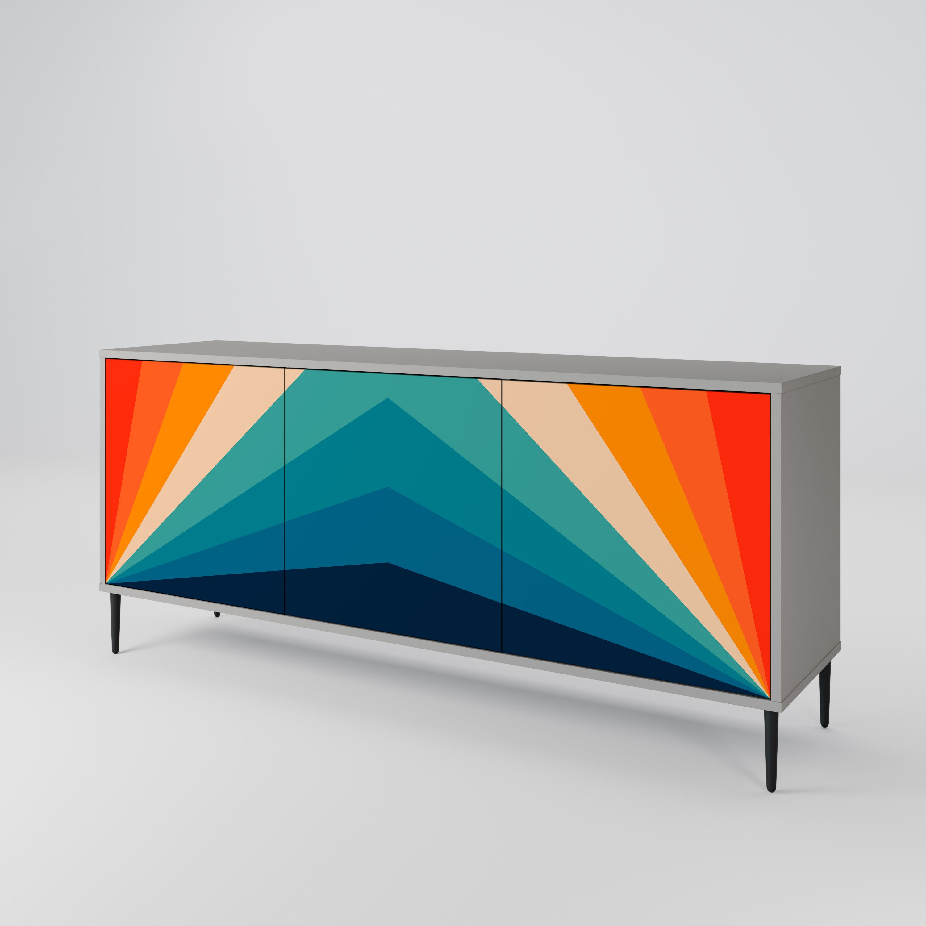 PRISM CONCUSSION 3-Door Sideboard in Grey Finish