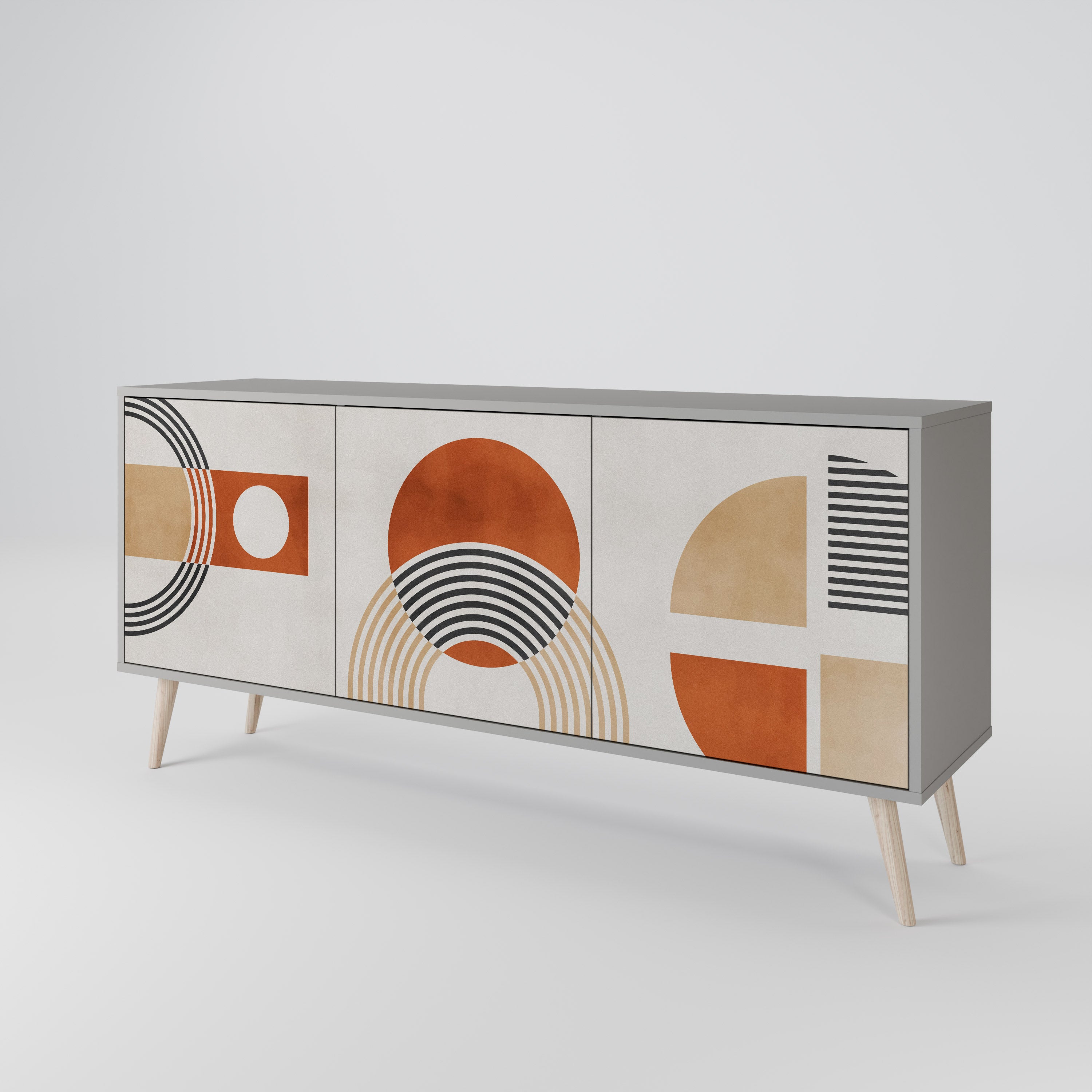 SPACE AROUND 3-Door Sideboard in Grey Finish