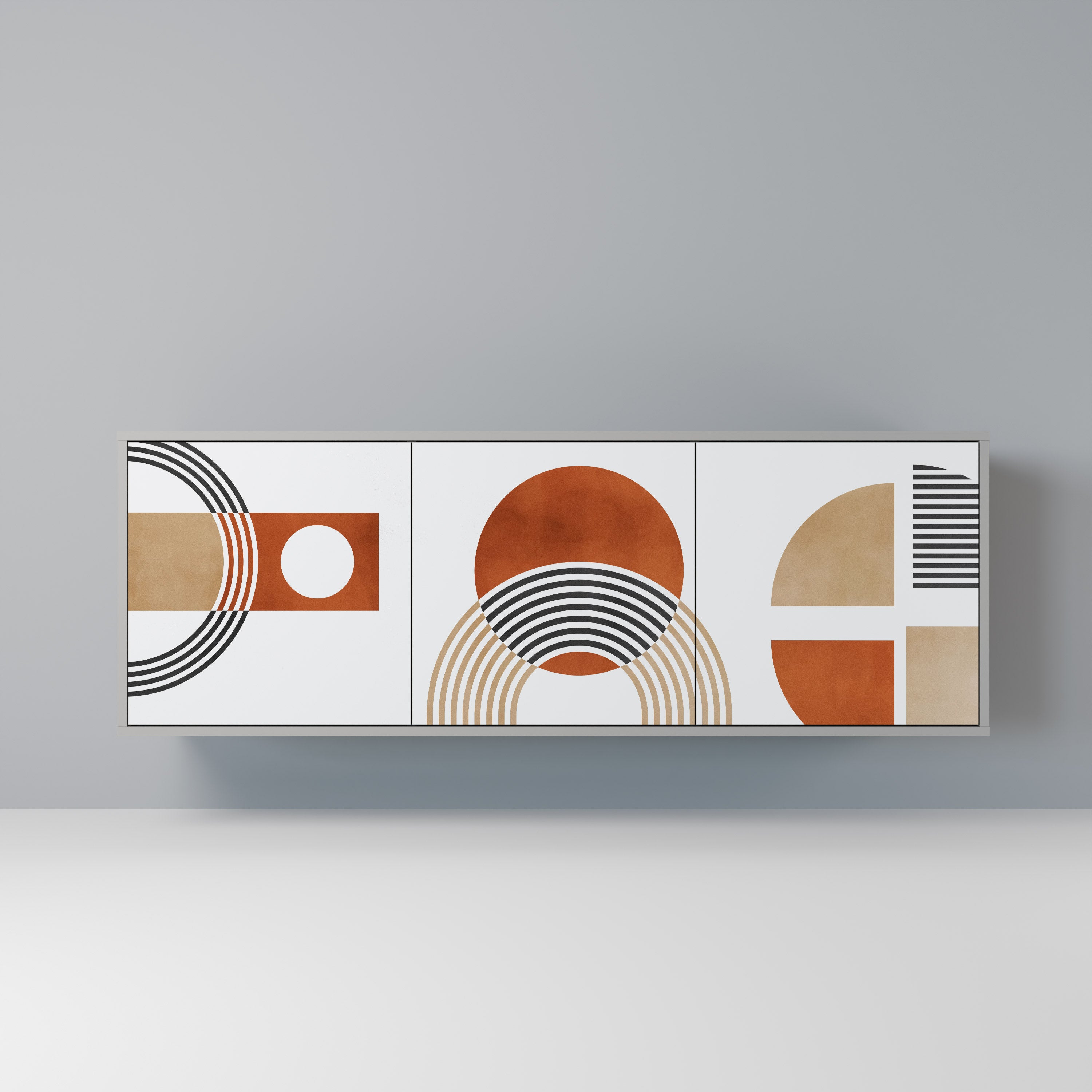 CIRCLE RHYTM 3-Door Sideboard in Grey Finish