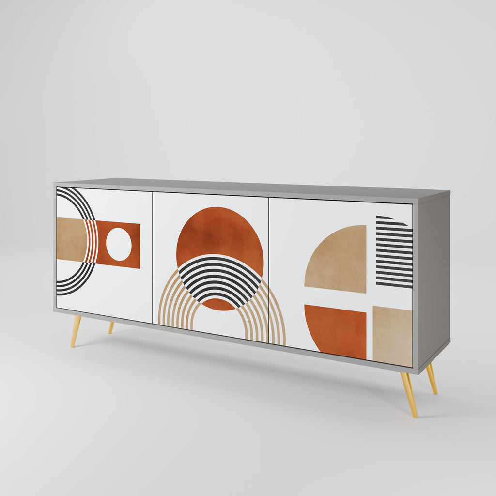 CIRCLE RHYTM 3-Door Sideboard in Grey Finish