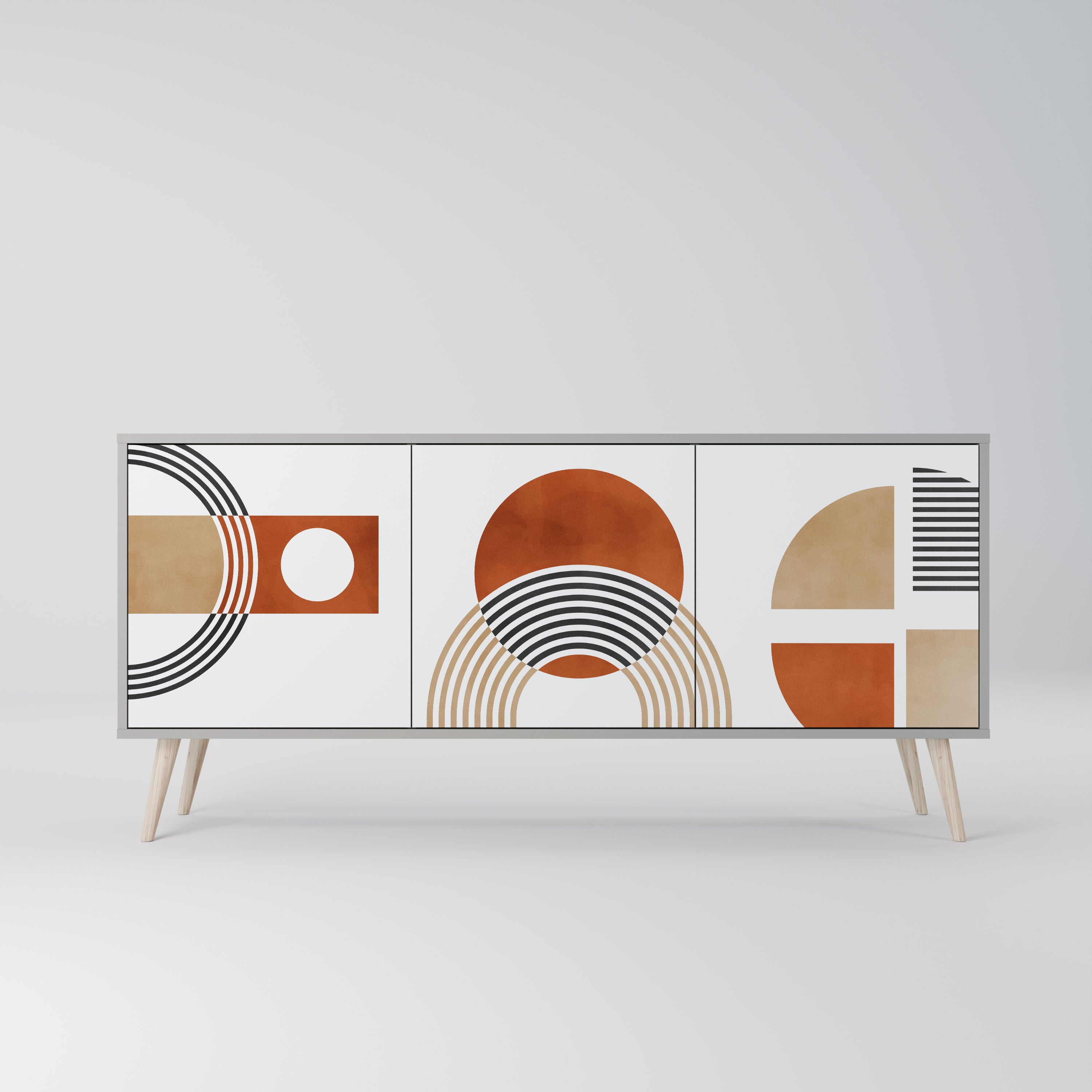 CIRCLE RHYTM 3-Door Sideboard in Grey Finish