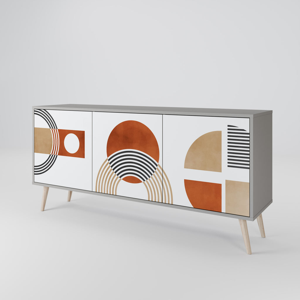 CIRCLE RHYTM 3-Door Sideboard in Grey Finish
