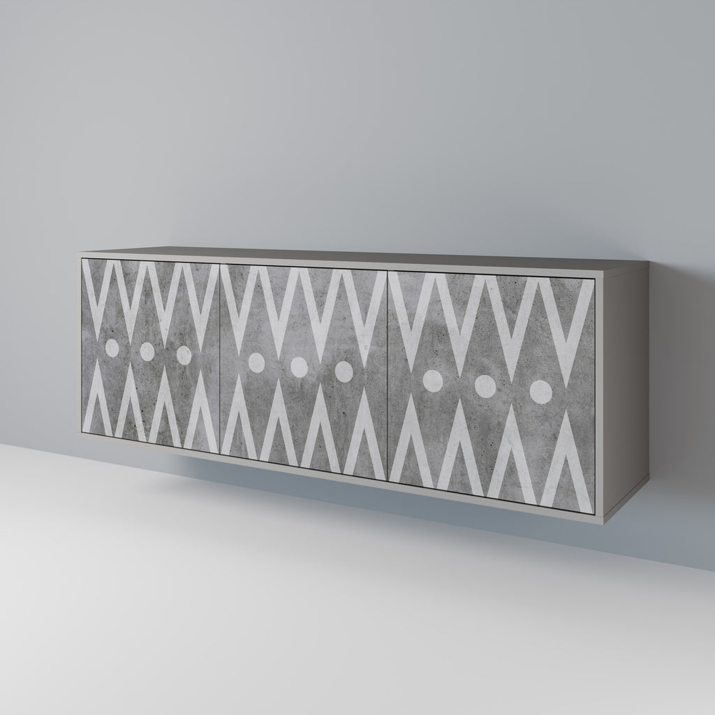 SHARP EDGES 3-Door Sideboard in Grey Finish