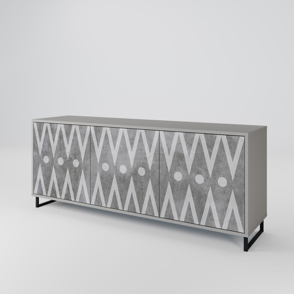 SHARP EDGES 3-Door Sideboard in Grey Finish