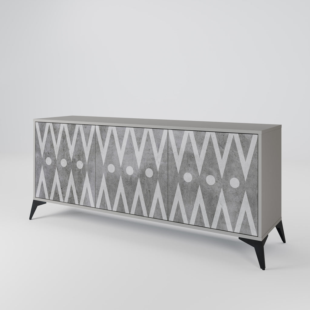 SHARP EDGES 3-Door Sideboard in Grey Finish