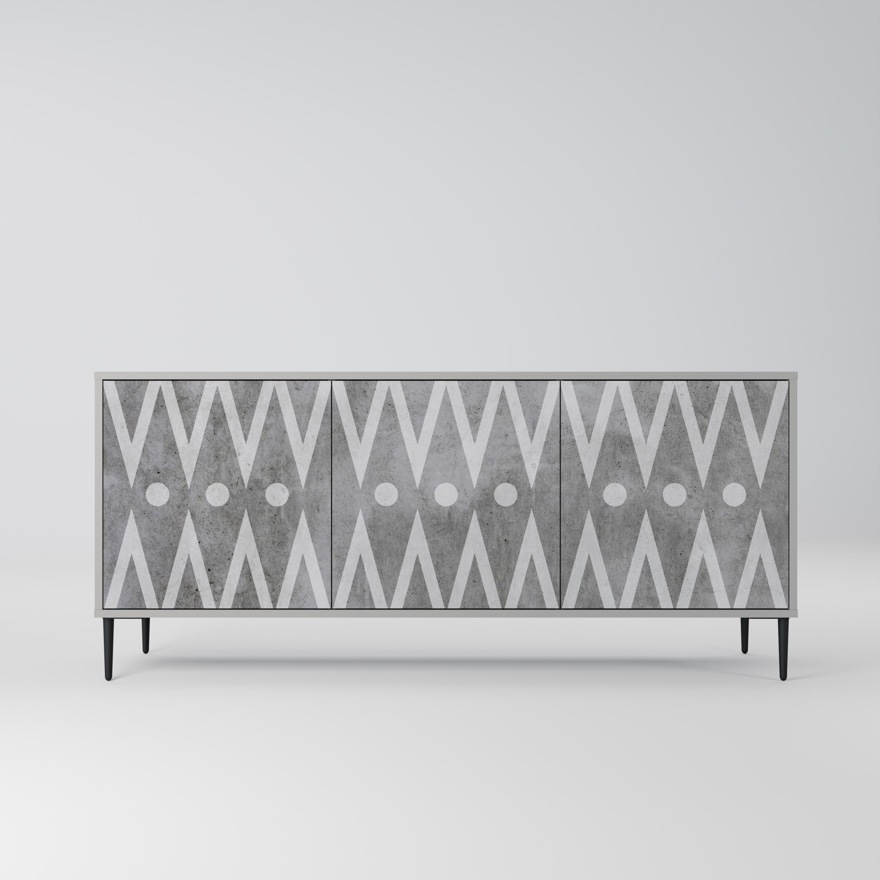 SHARP EDGES 3-Door Sideboard in Grey Finish