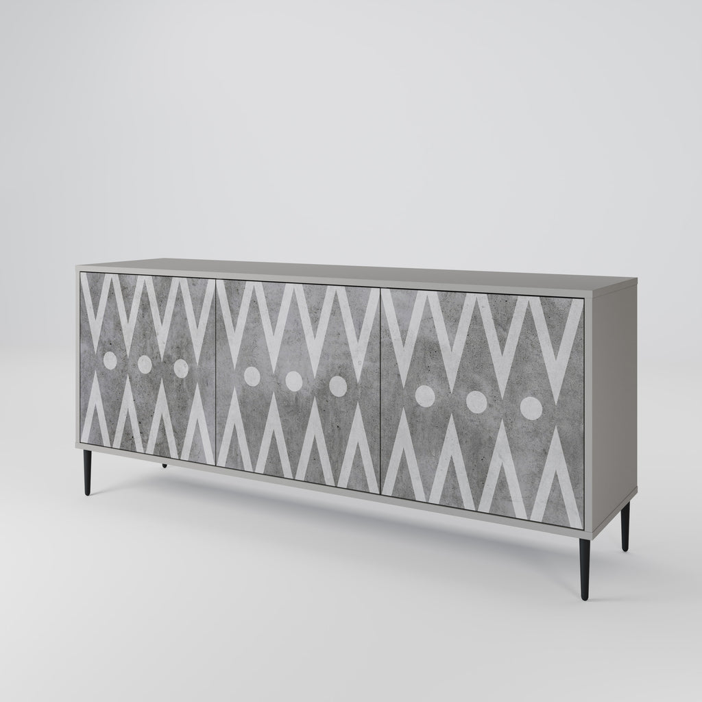 SHARP EDGES 3-Door Sideboard in Grey Finish
