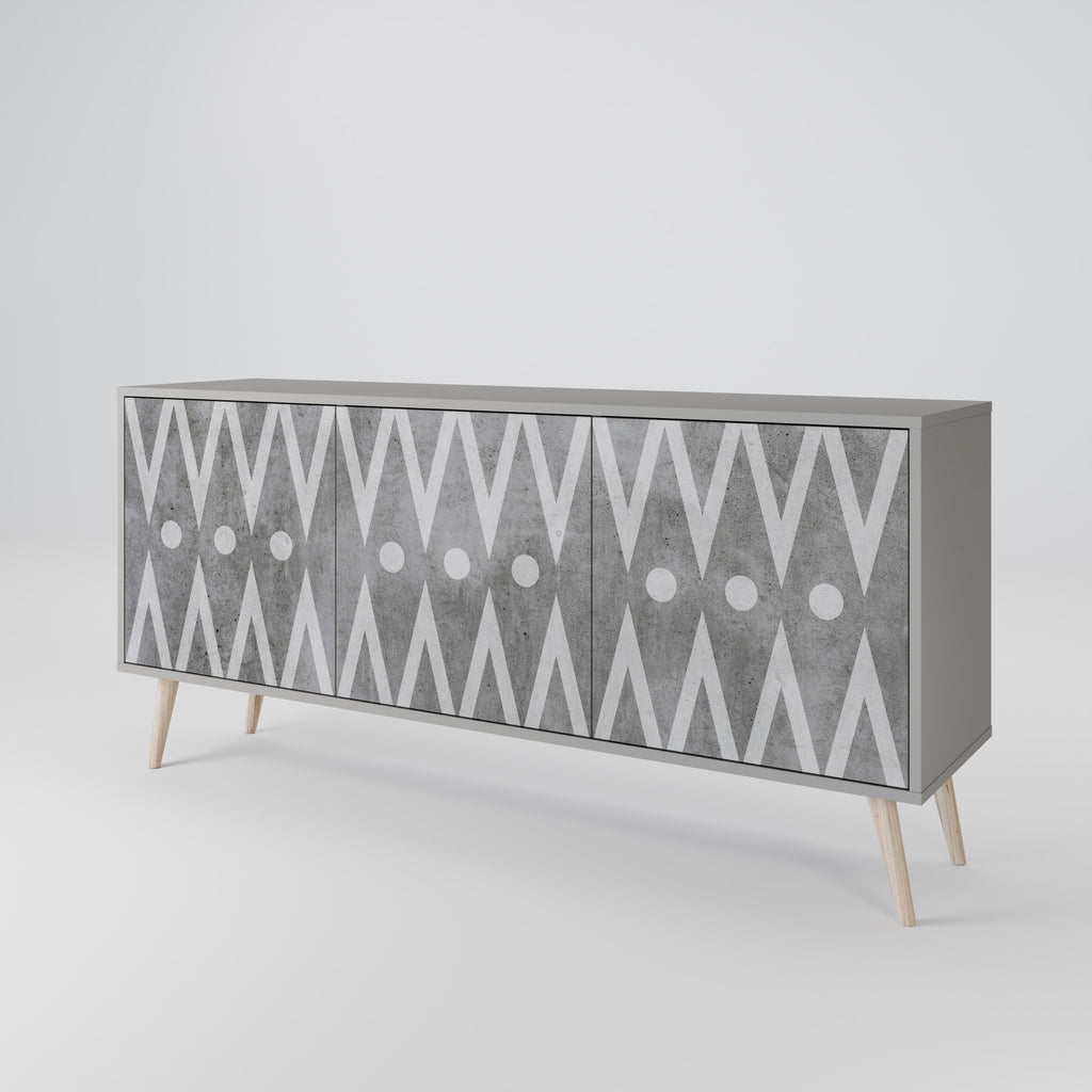SHARP EDGES 3-Door Sideboard in Grey Finish