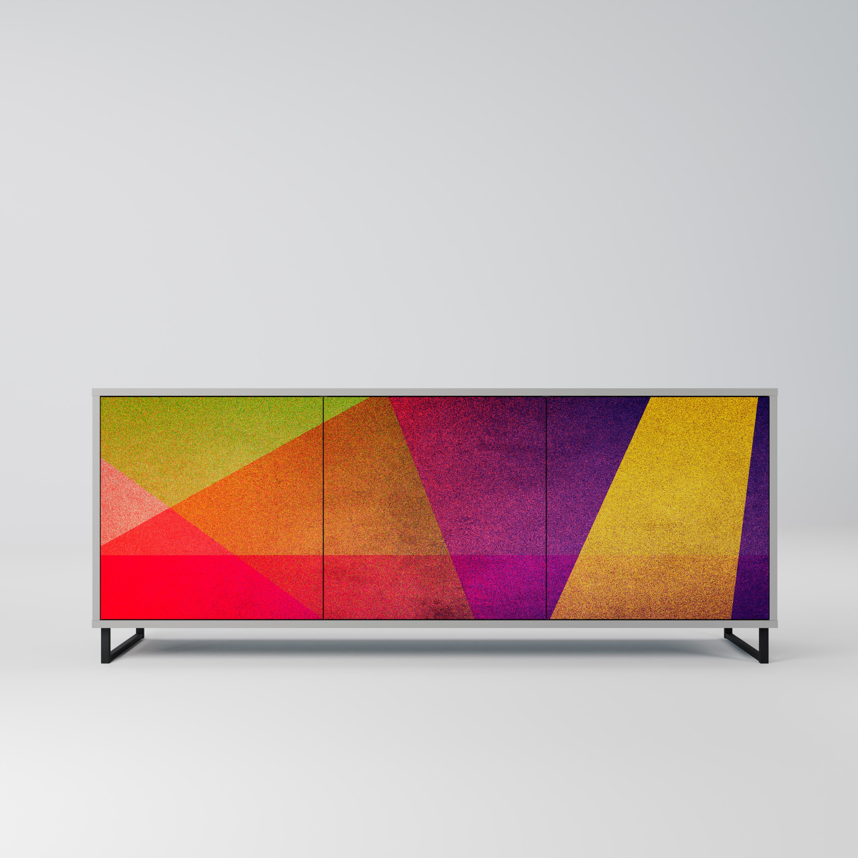 VIVID GEOMETRY 3-Door Sideboard in Grey Finish