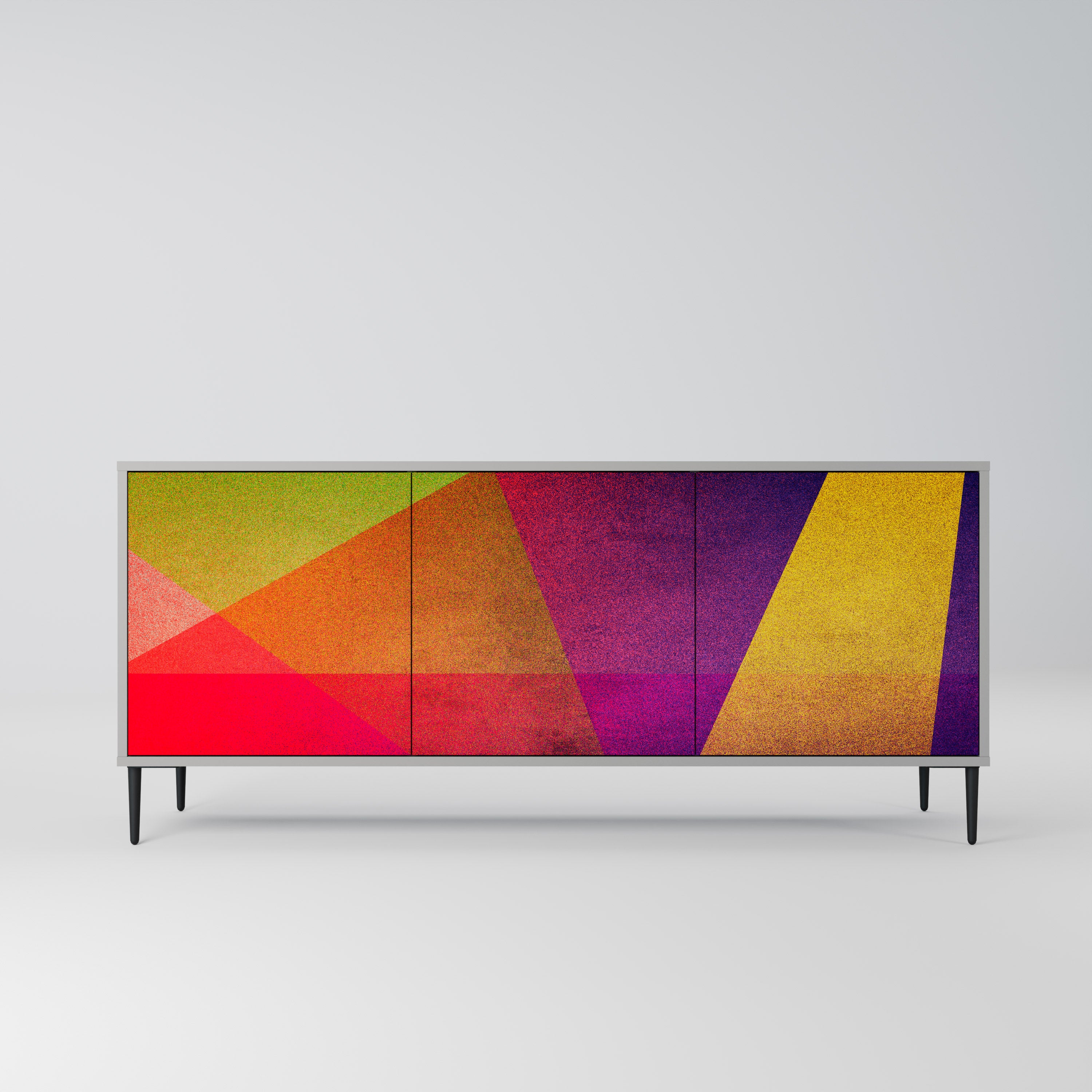 VIVID GEOMETRY 3-Door Sideboard in Grey Finish