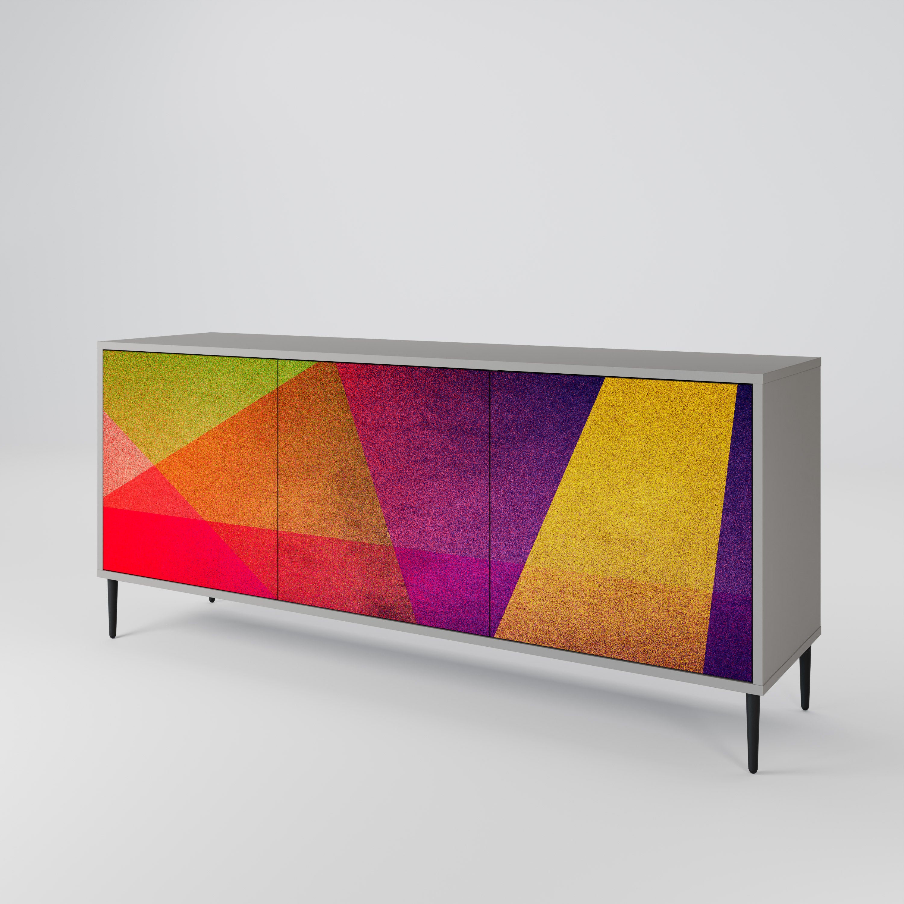 VIVID GEOMETRY 3-Door Sideboard in Grey Finish