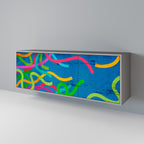 STREAMER TANGLE 3-Door Sideboard in Grey Finish