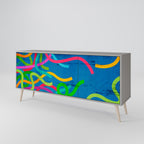 STREAMER TANGLE 3-Door Sideboard in Grey Finish