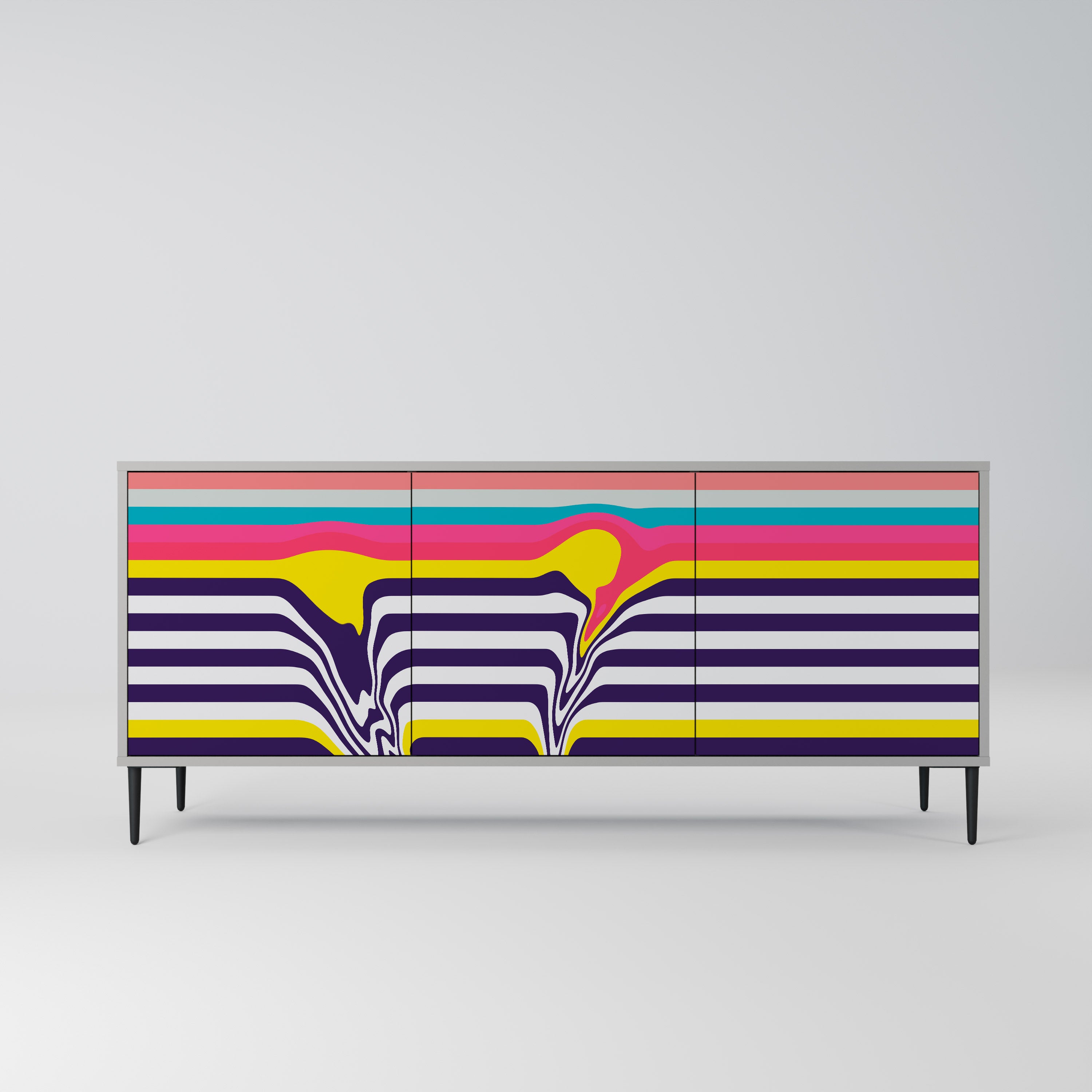 TONE COLLAPSE 3-Door Sideboard in Grey Finish