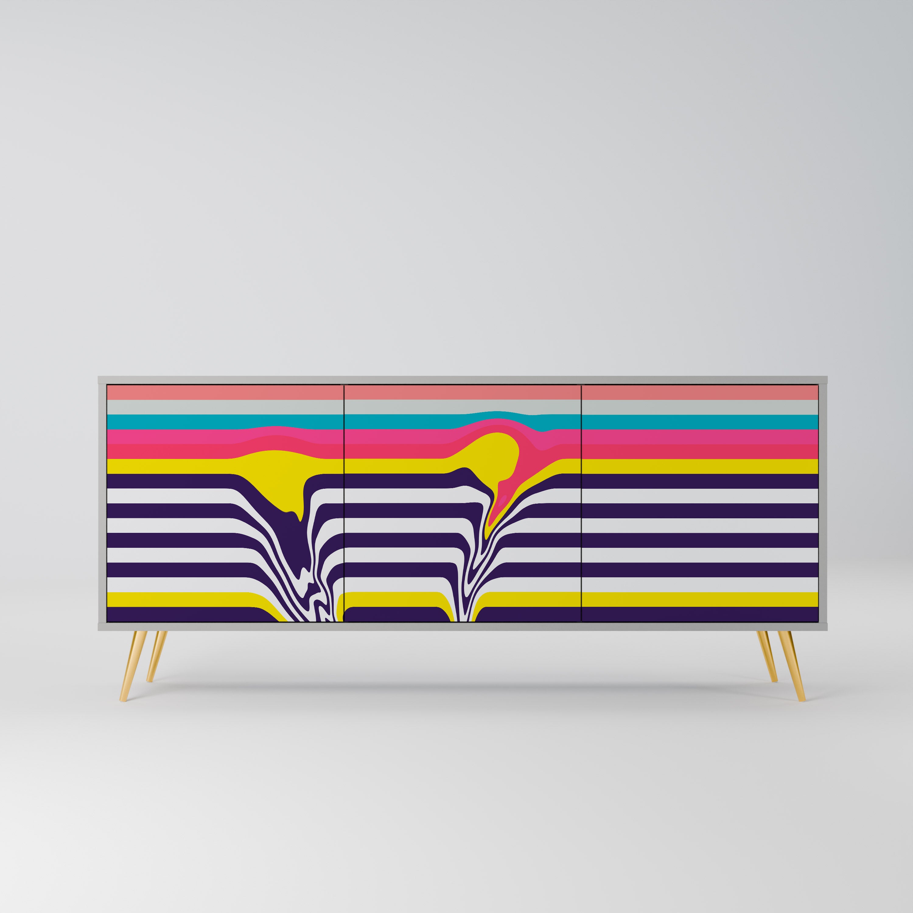 TONE COLLAPSE 3-Door Sideboard in Grey Finish