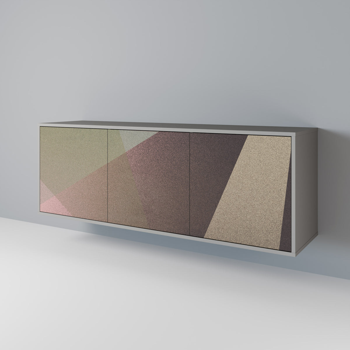BEIGE GEOMETRY Aparador de 3 Puertas