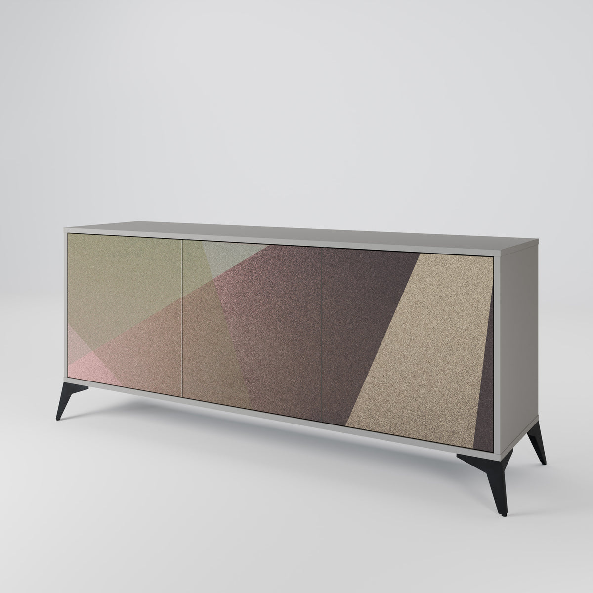 BEIGE GEOMETRY Aparador de 3 Puertas