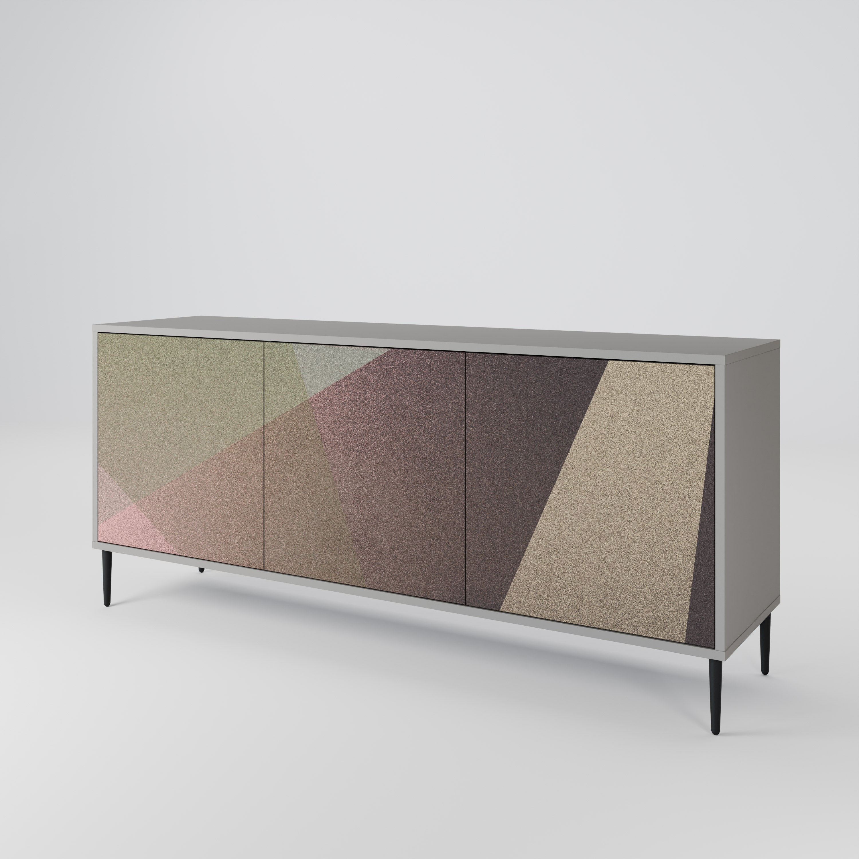 BEIGE GEOMETRY 3-Door Sideboard in Grey Finish