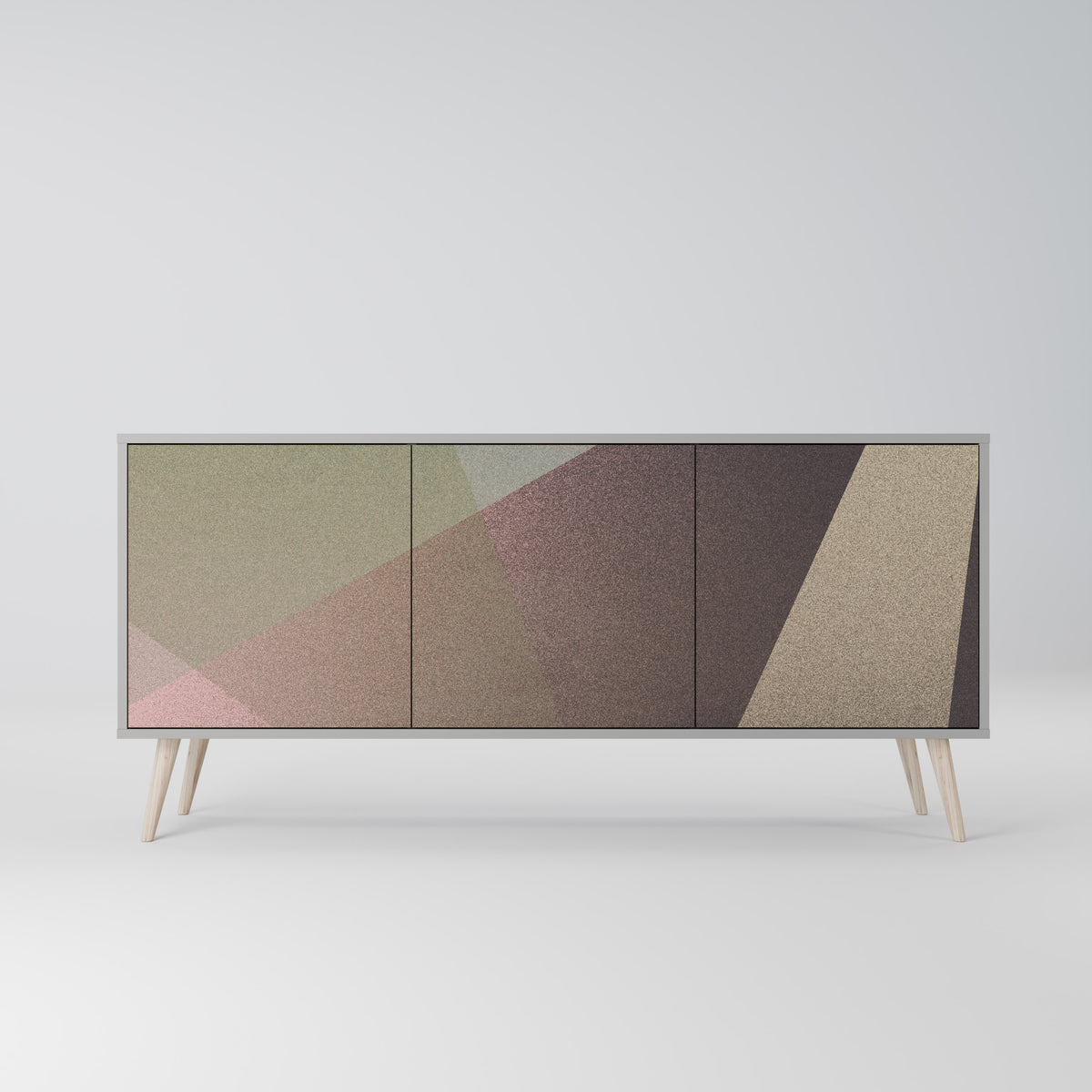 BEIGE GEOMETRY Aparador de 3 Puertas