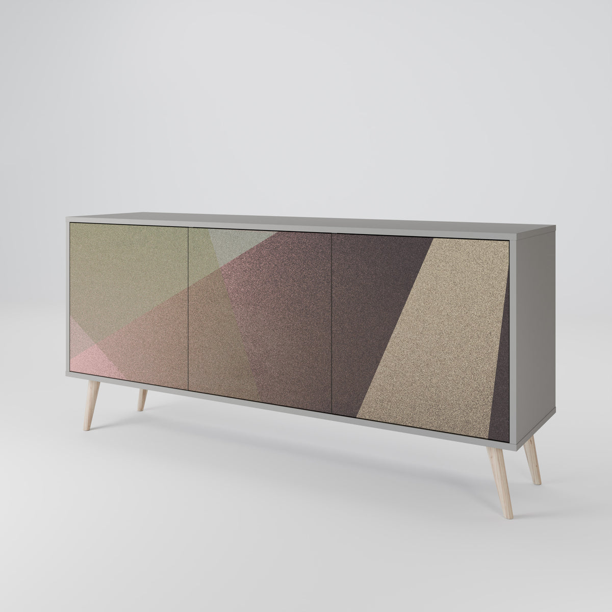 BEIGE GEOMETRY Aparador de 3 Puertas