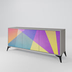 BRIGHT GEOMETRY 3-Door Sideboard in Grey Finish