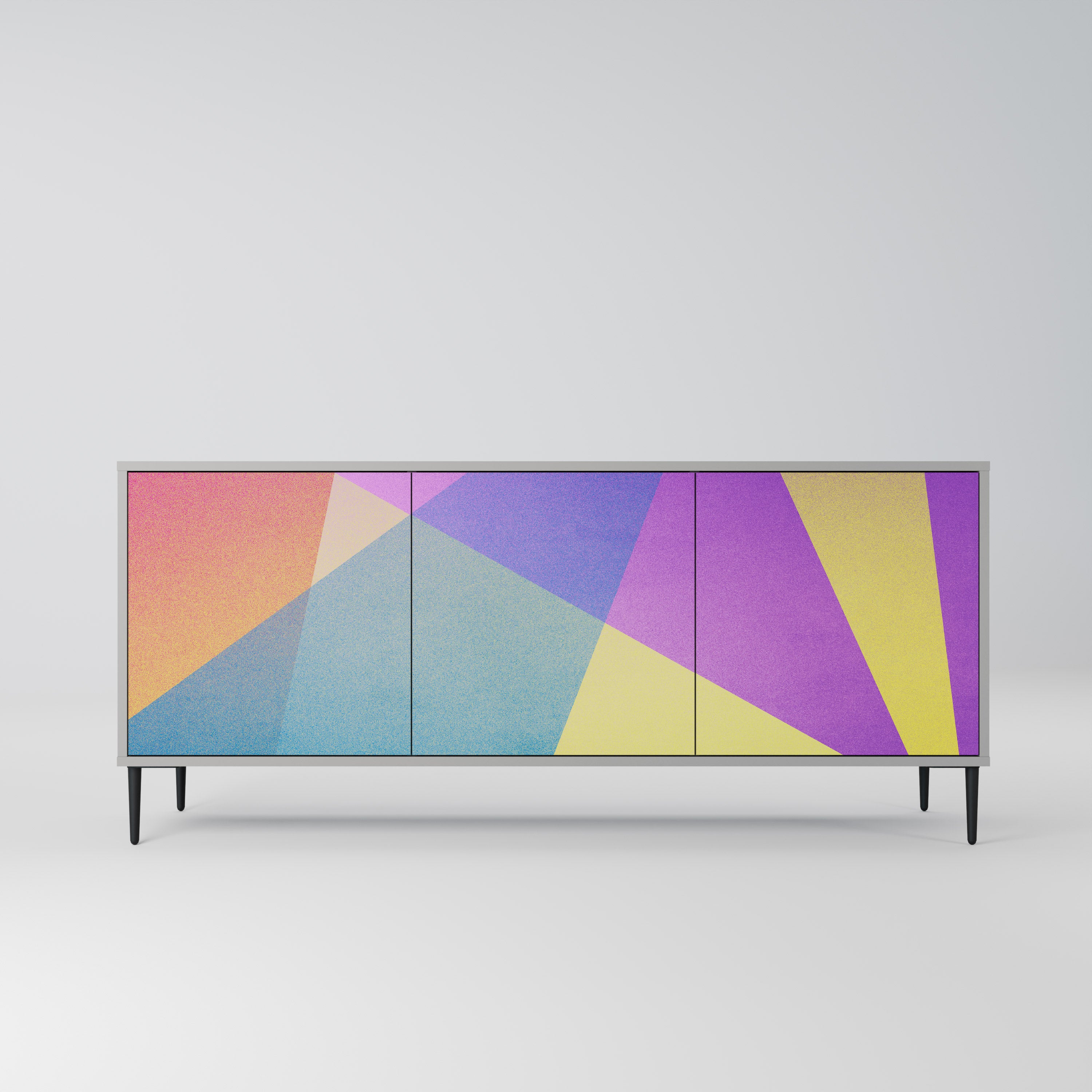 BRIGHT GEOMETRY 3-Door Sideboard in Grey Finish