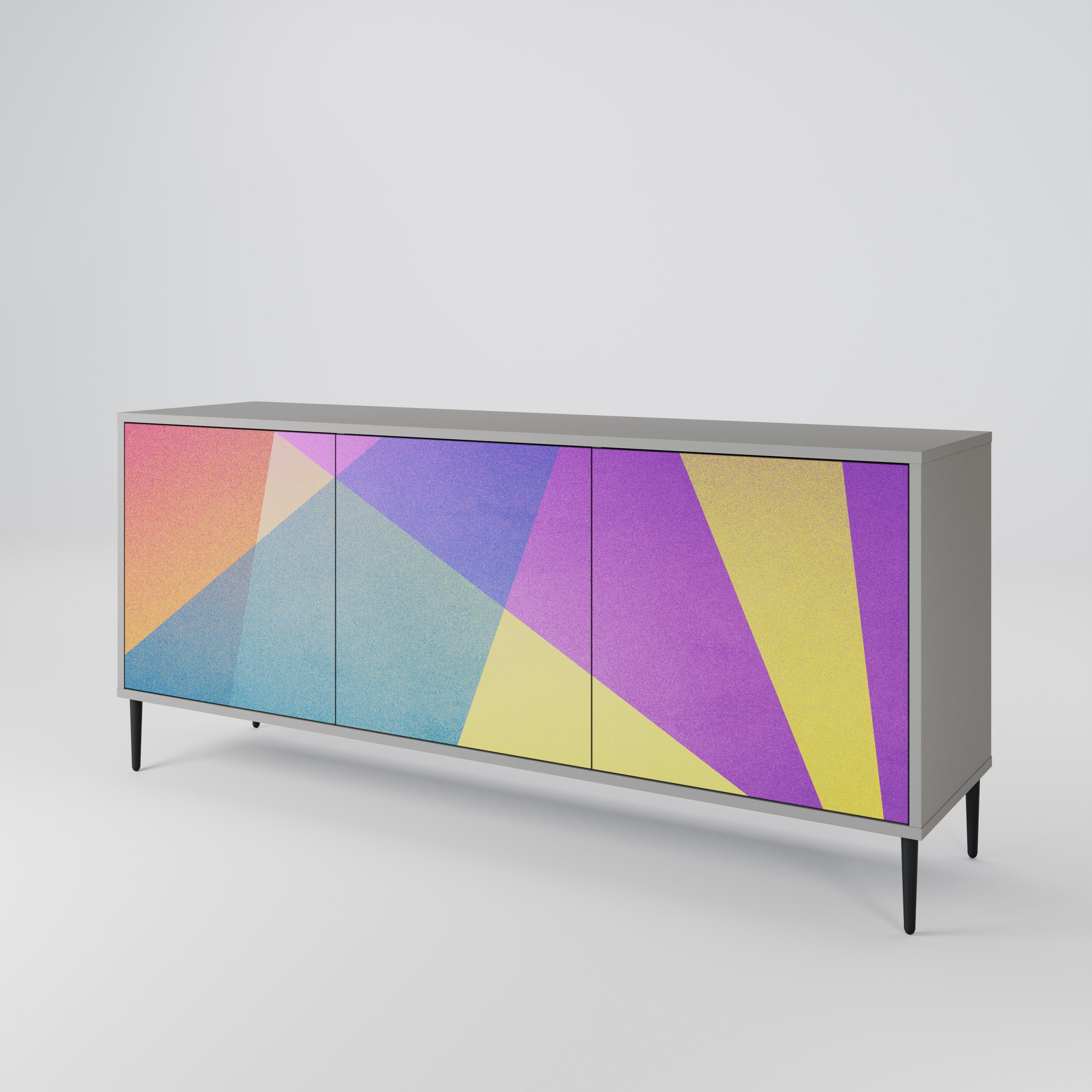 BRIGHT GEOMETRY 3-Door Sideboard in Grey Finish