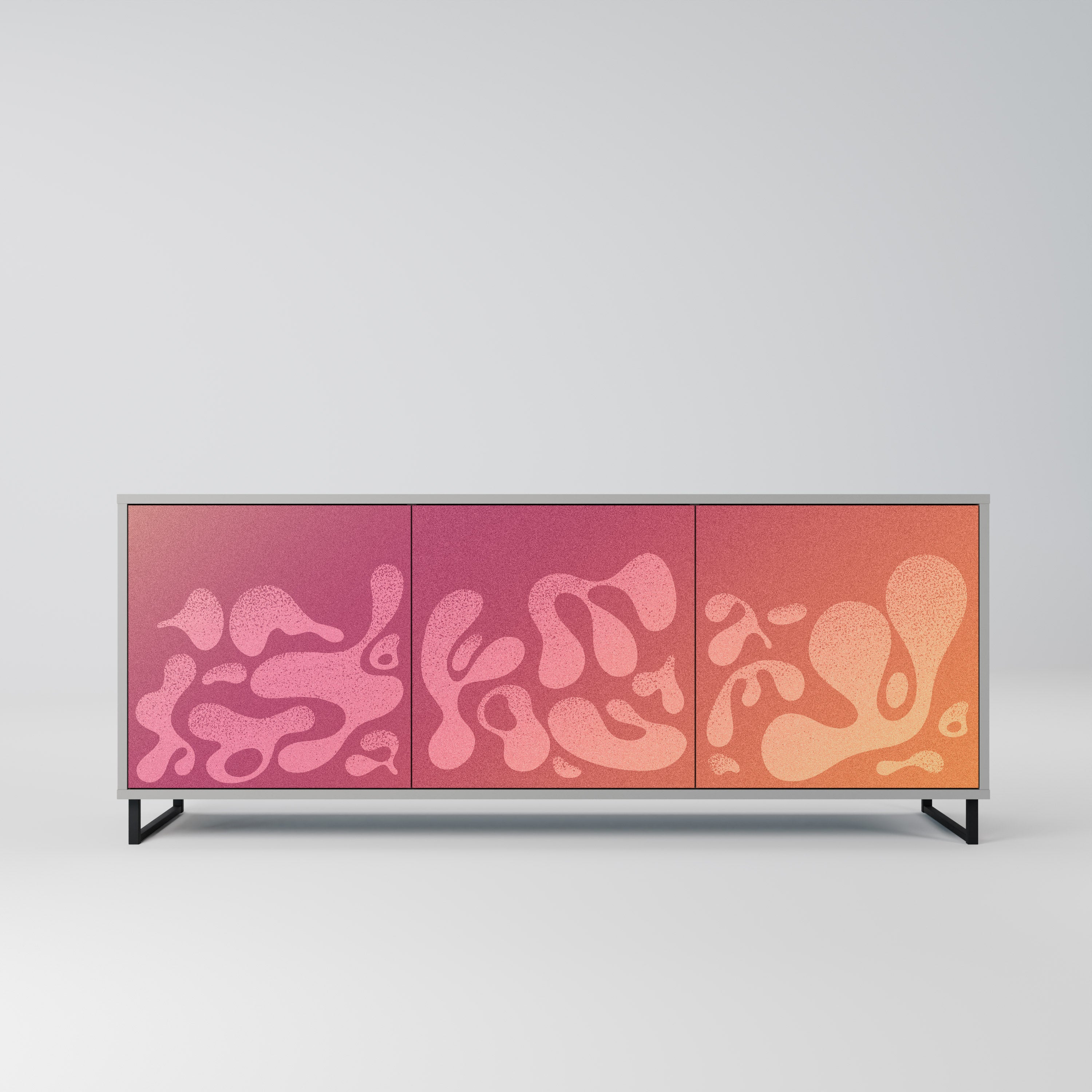 IRREGULAR PINK 3-Door Sideboard in Grey Finish