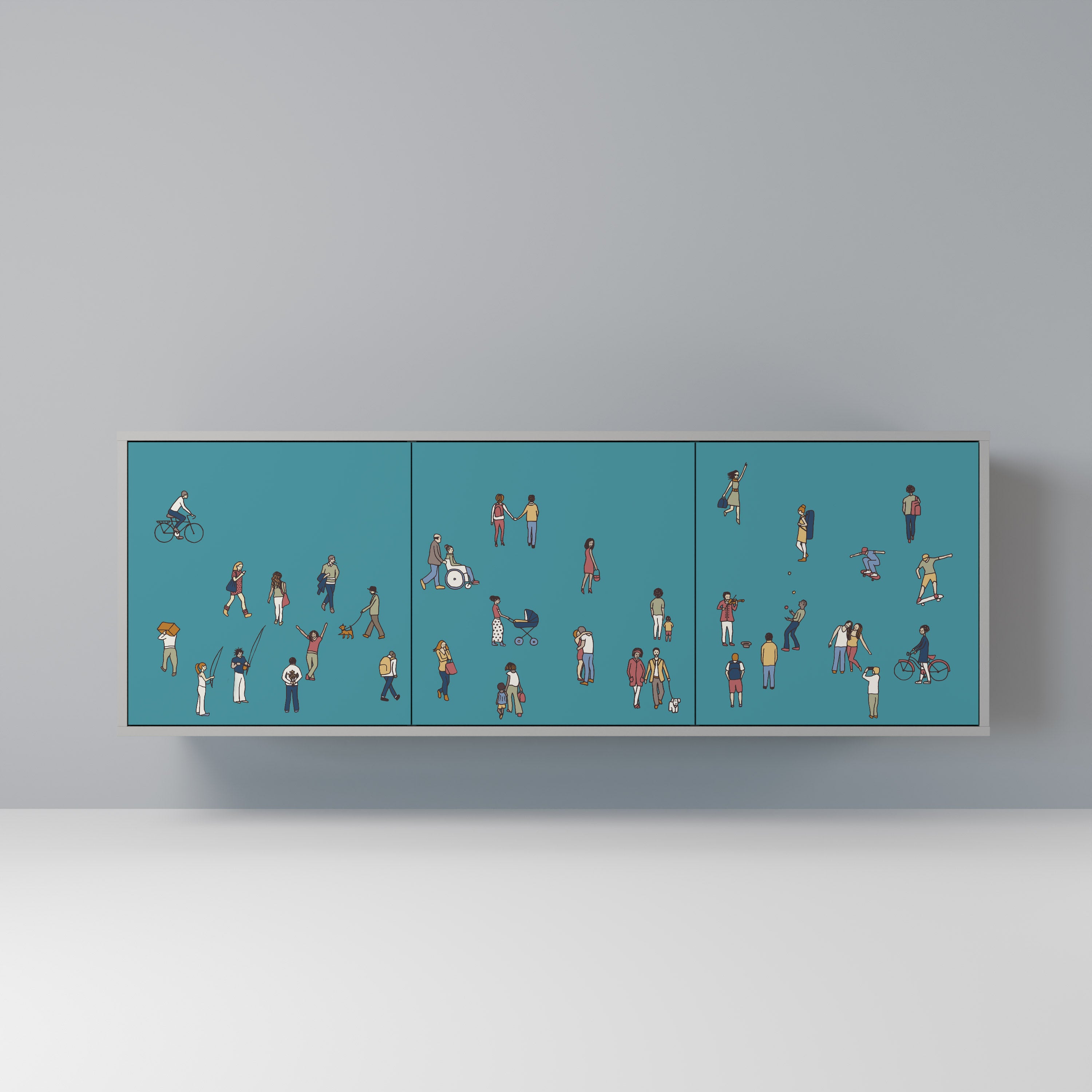 COLLECTIVE STREAM 3-Door Sideboard in Grey Finish