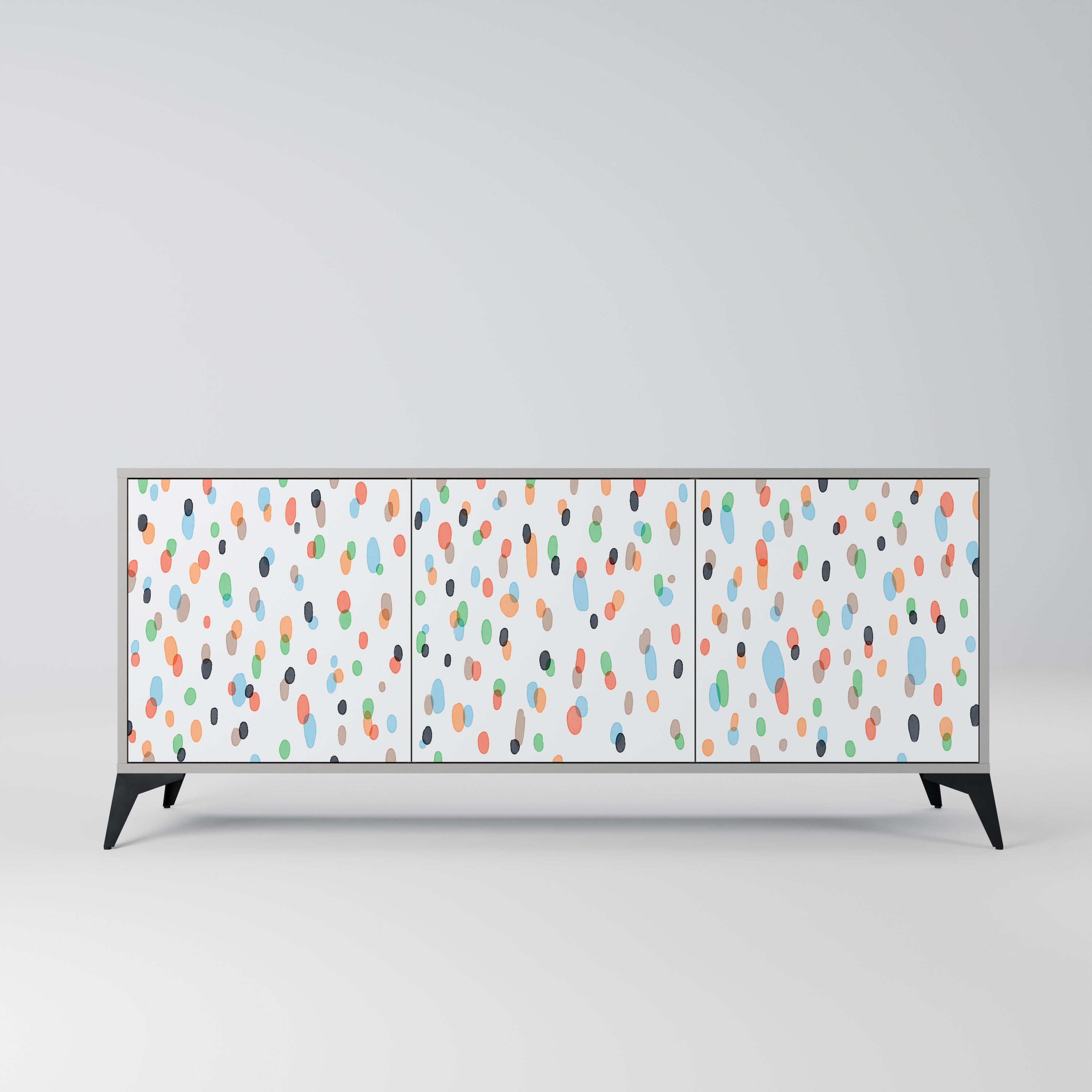 ENERGETIC SPOTS 3-Door Sideboard in Grey Finish