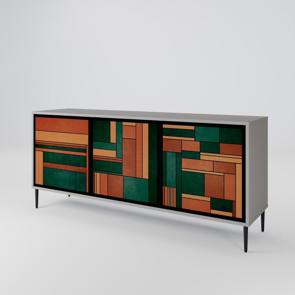 EARTHY FIGURES 3-Door Sideboard in Grey Finish