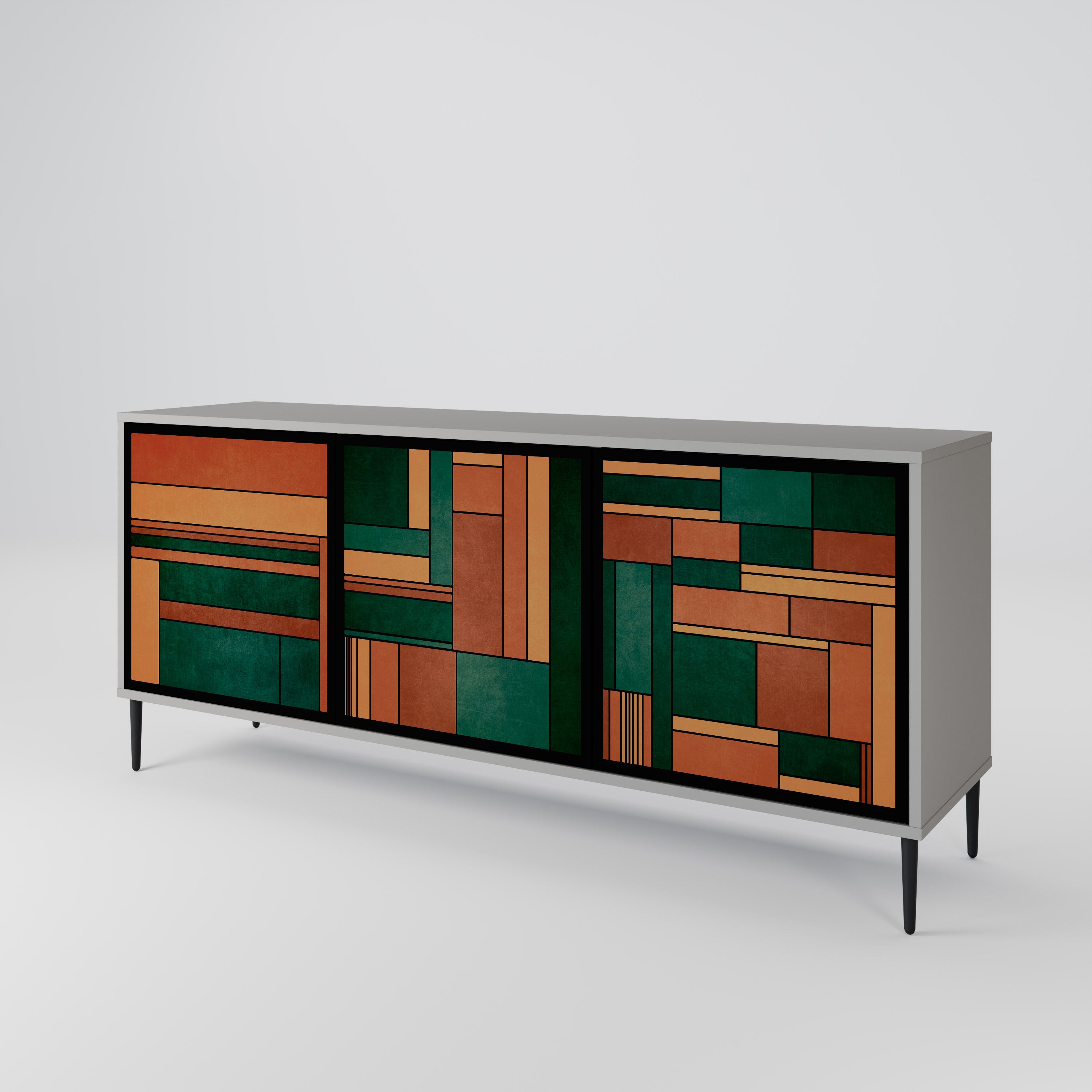 EARTHY FIGURES 3-Door Sideboard in Grey Finish