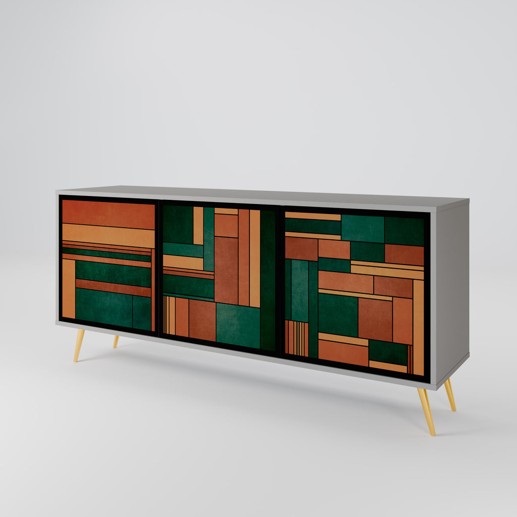 EARTHY FIGURES 3-Door Sideboard in Grey Finish