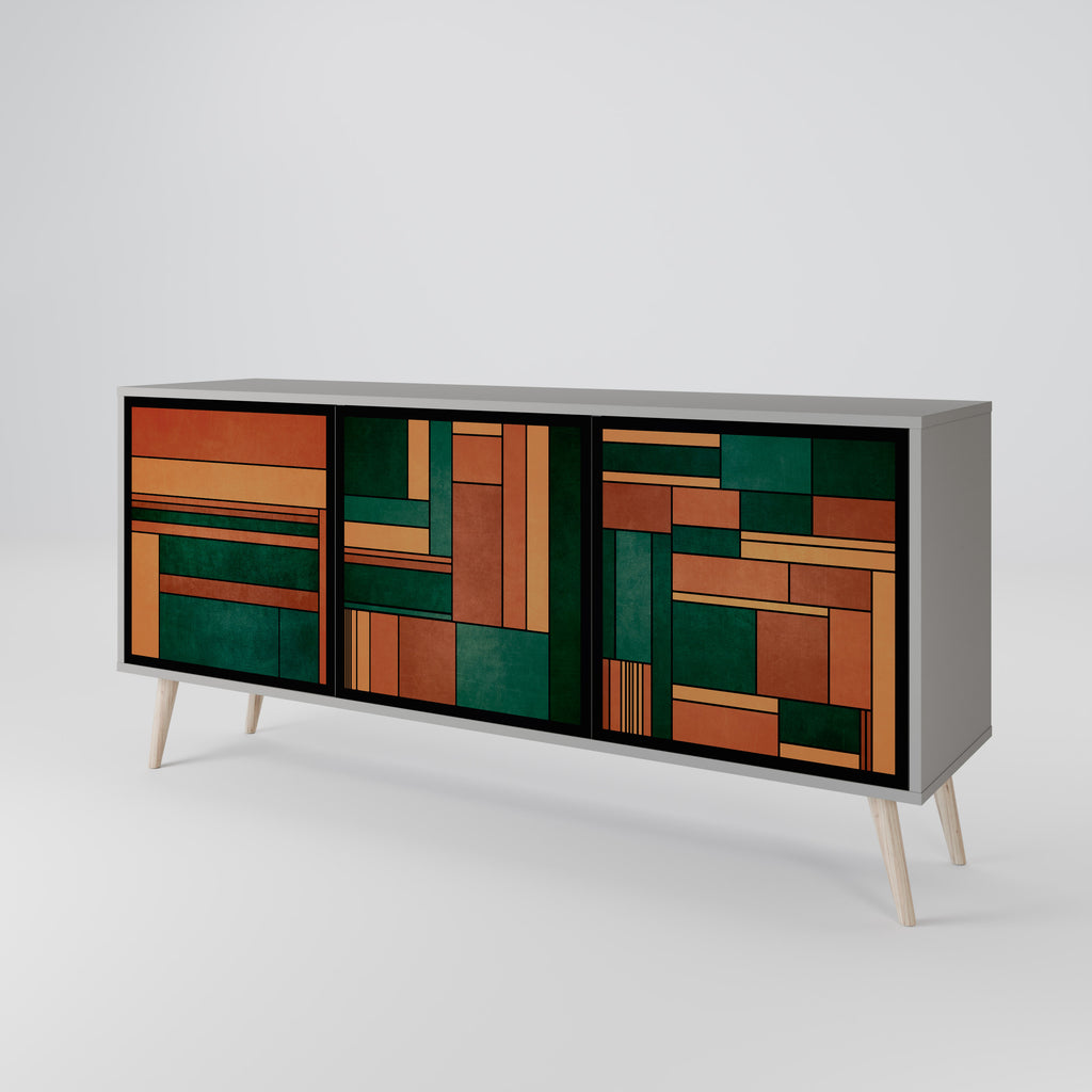 EARTHY FIGURES 3-Door Sideboard in Grey Finish