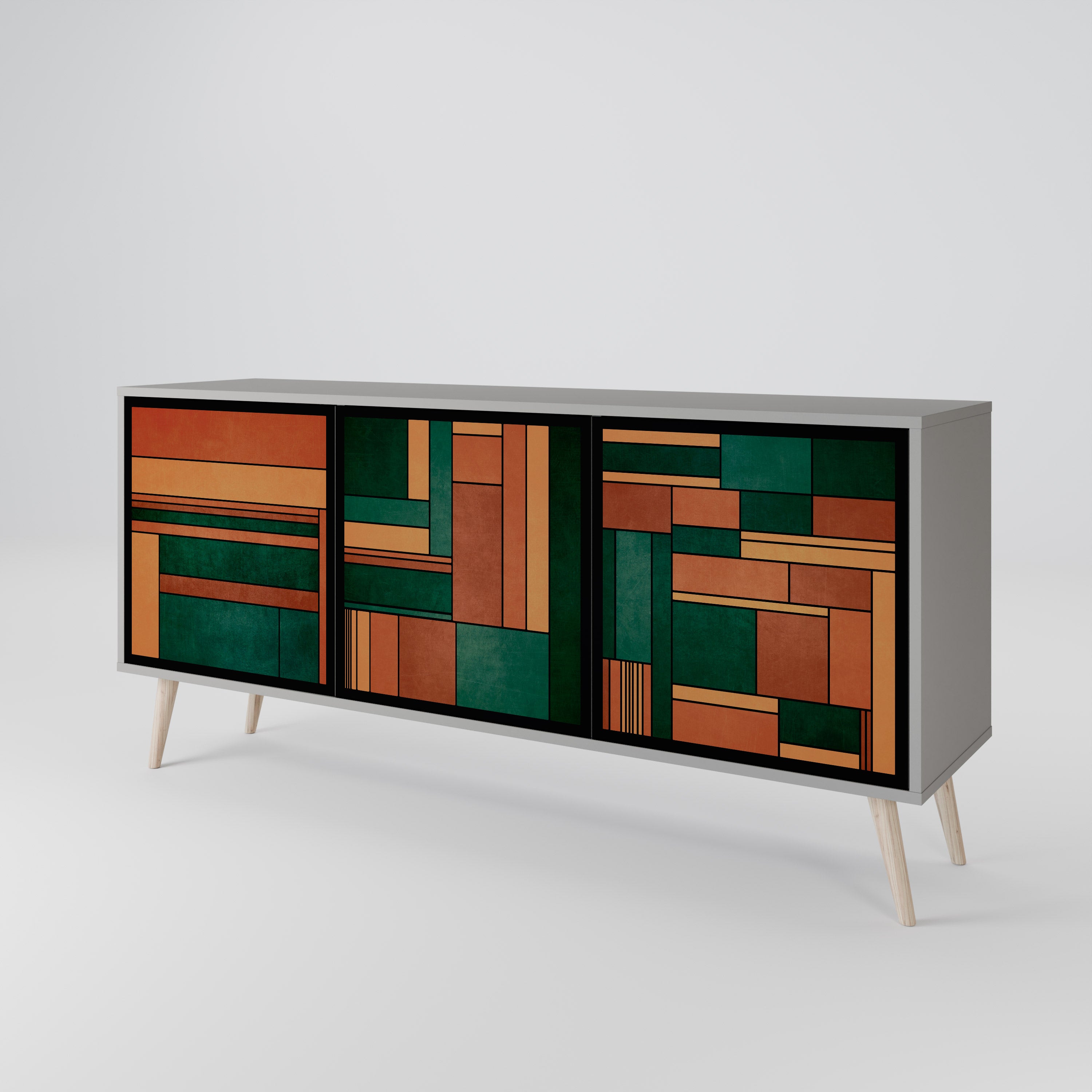 EARTHY FIGURES 3-Door Sideboard in Grey Finish