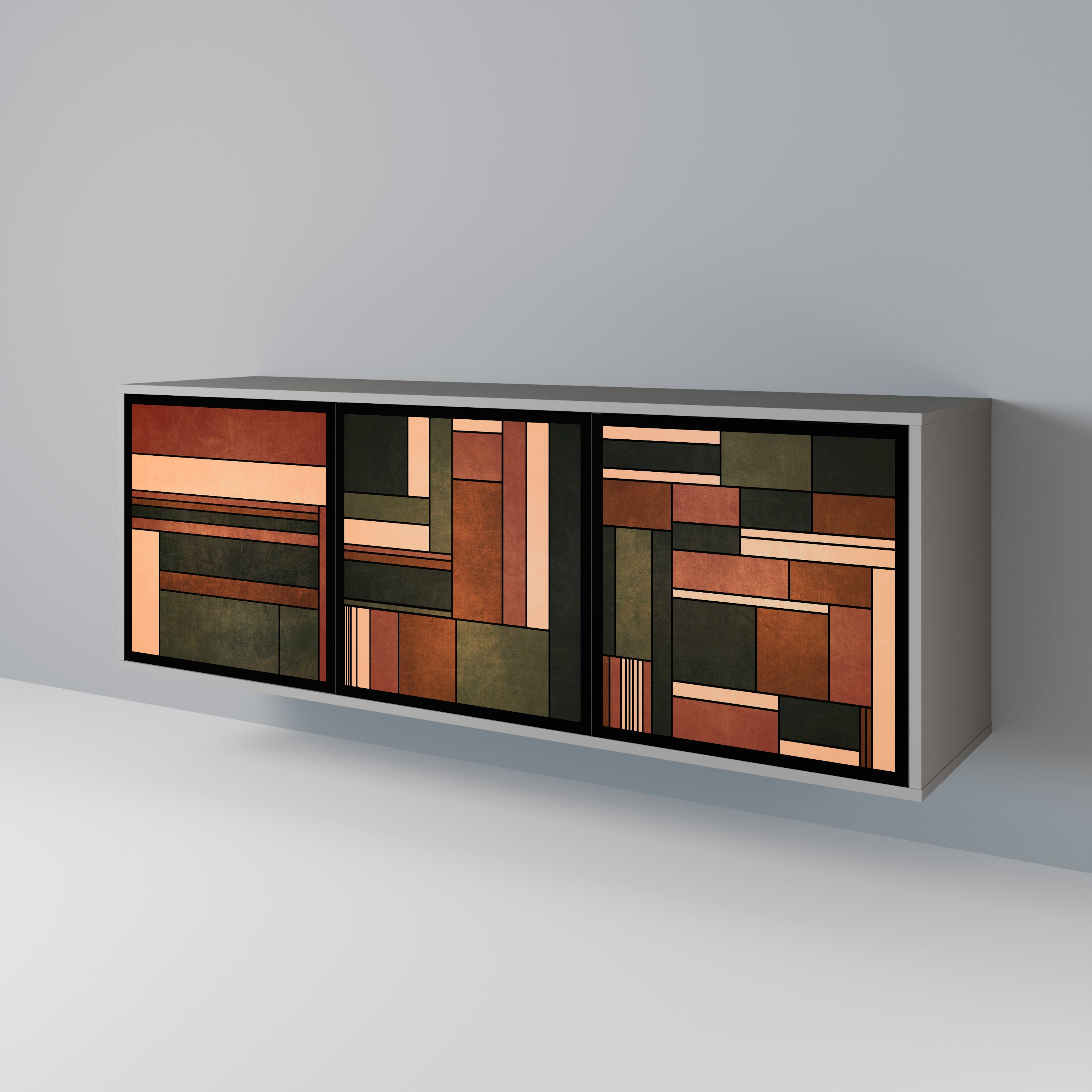 FIGURES OF NATURE 3-Door Sideboard in Grey Finish