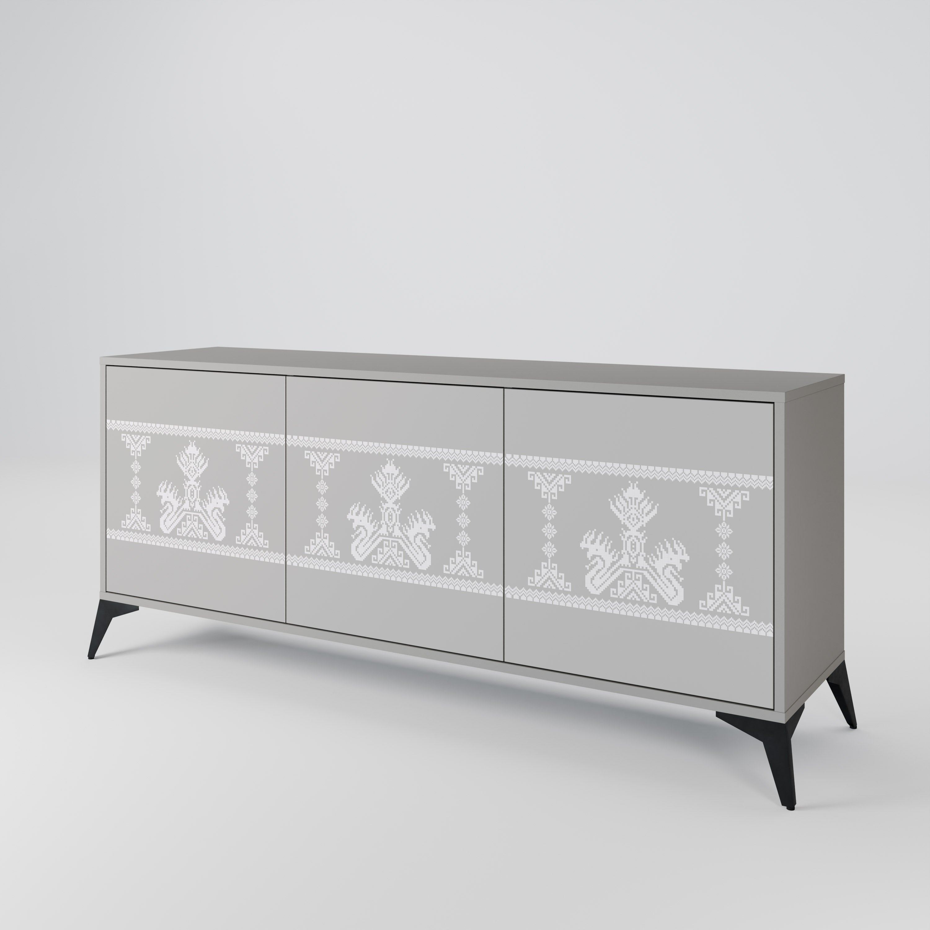 THAI GRAY 3-Door Sideboard in Grey Finish