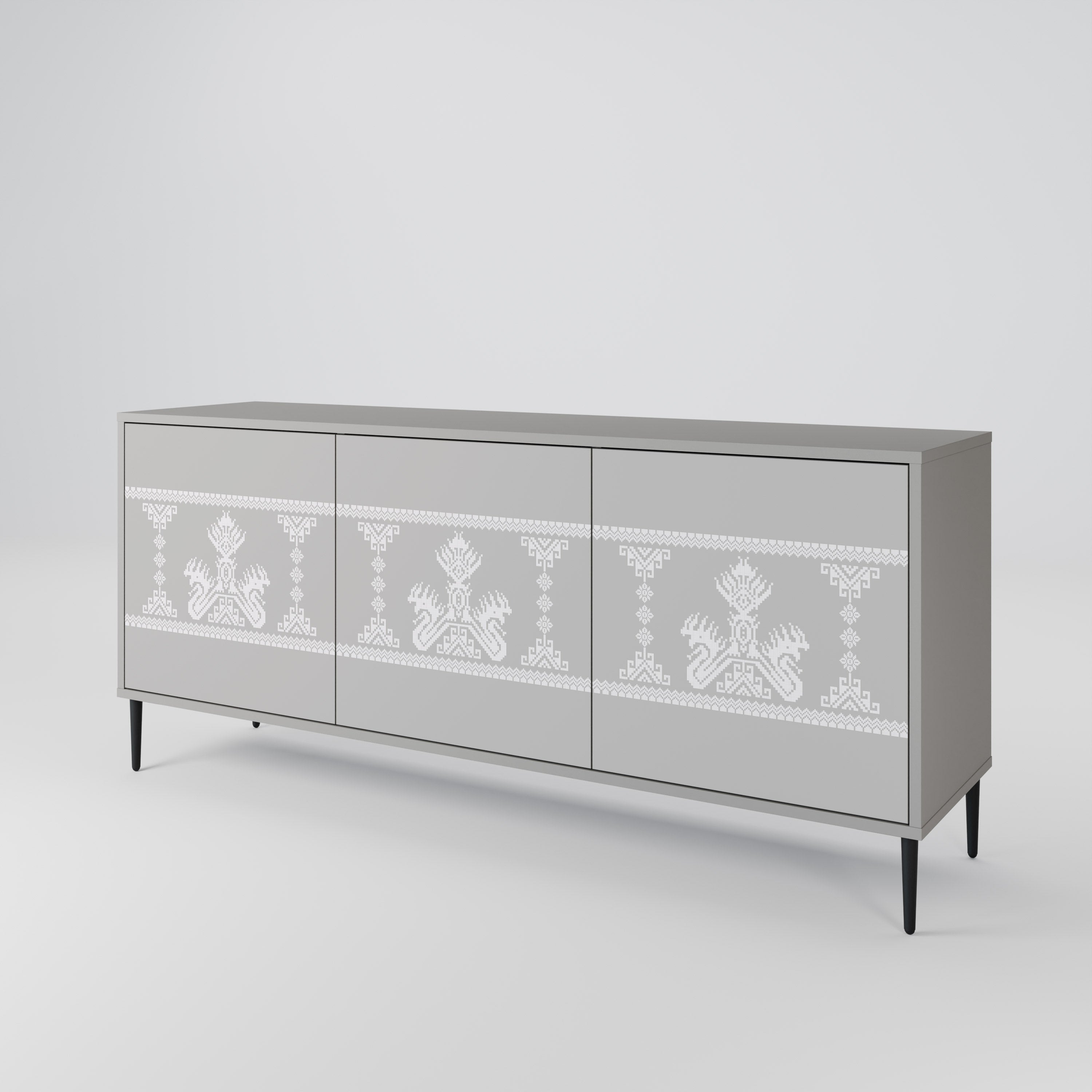 THAI GRAY 3-Door Sideboard in Grey Finish