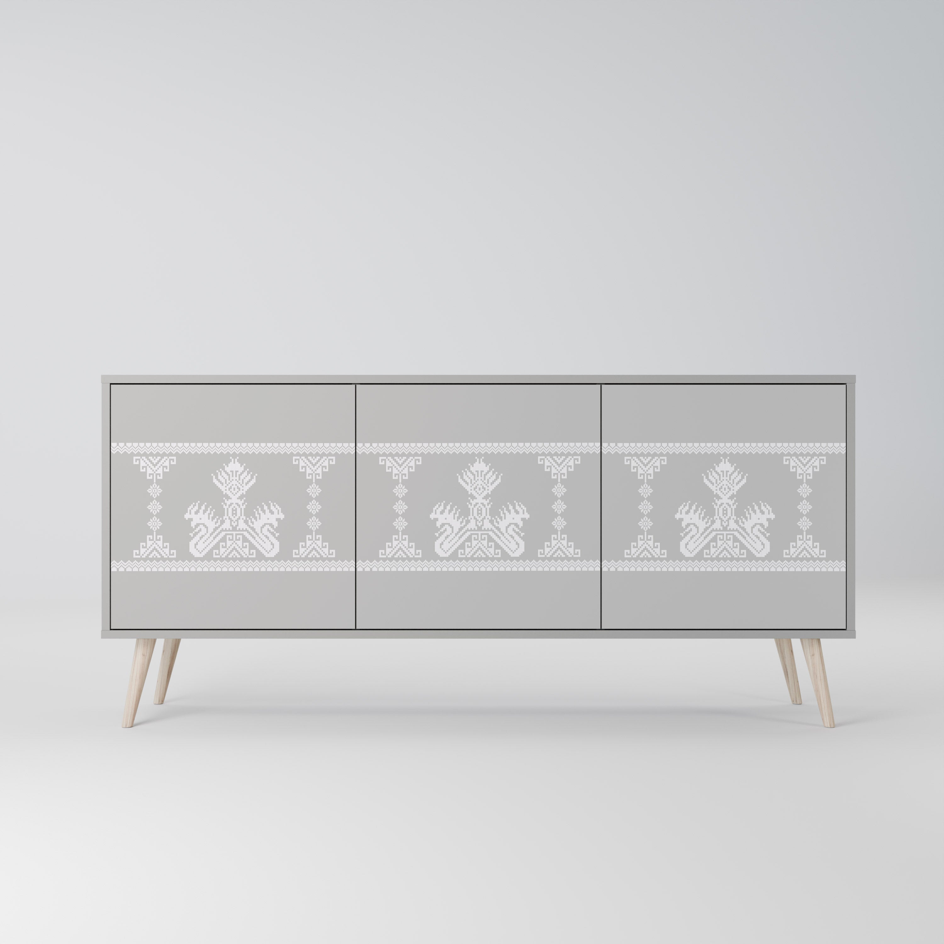 THAI GRAY 3-Door Sideboard in Grey Finish