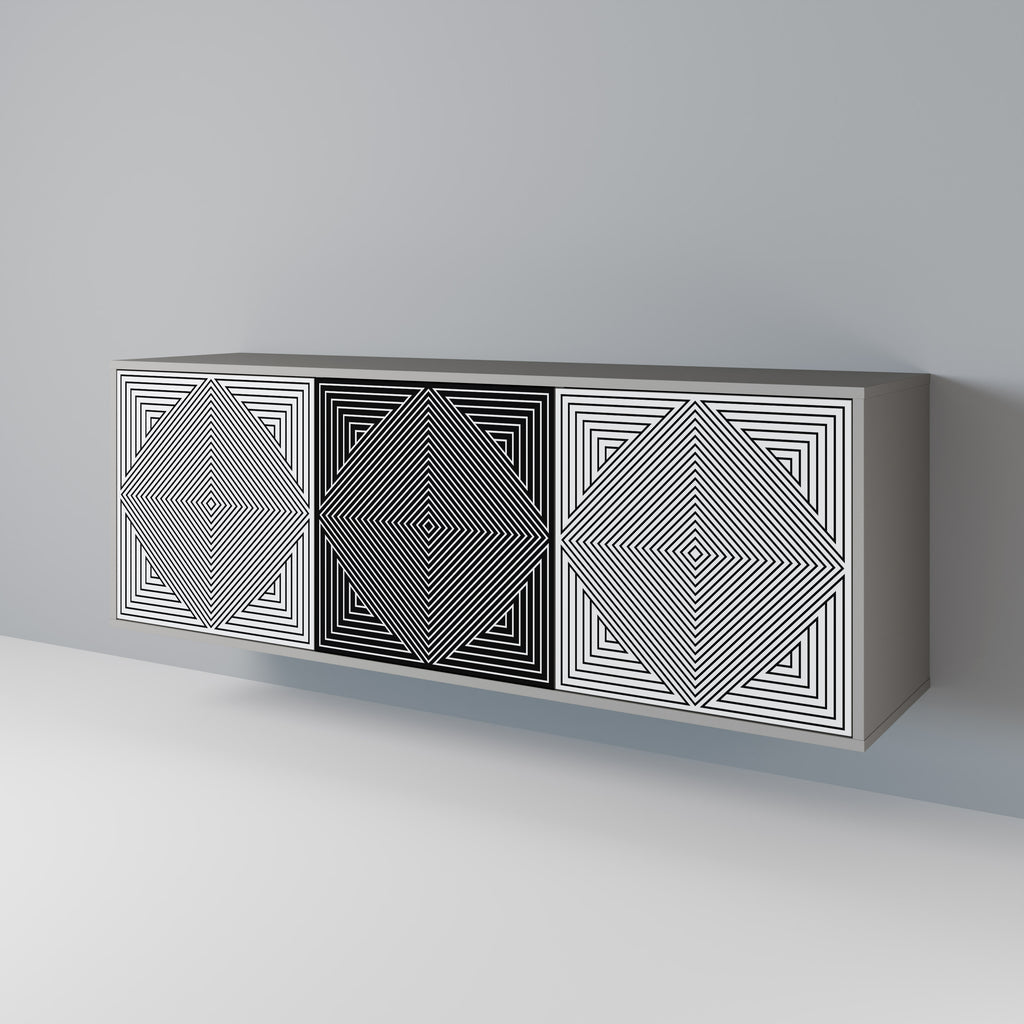 Aparador POLYGON ILLUSION de 3 puertas en acabado gris