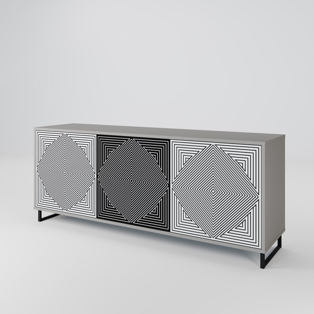 Aparador POLYGON ILLUSION de 3 puertas en acabado gris