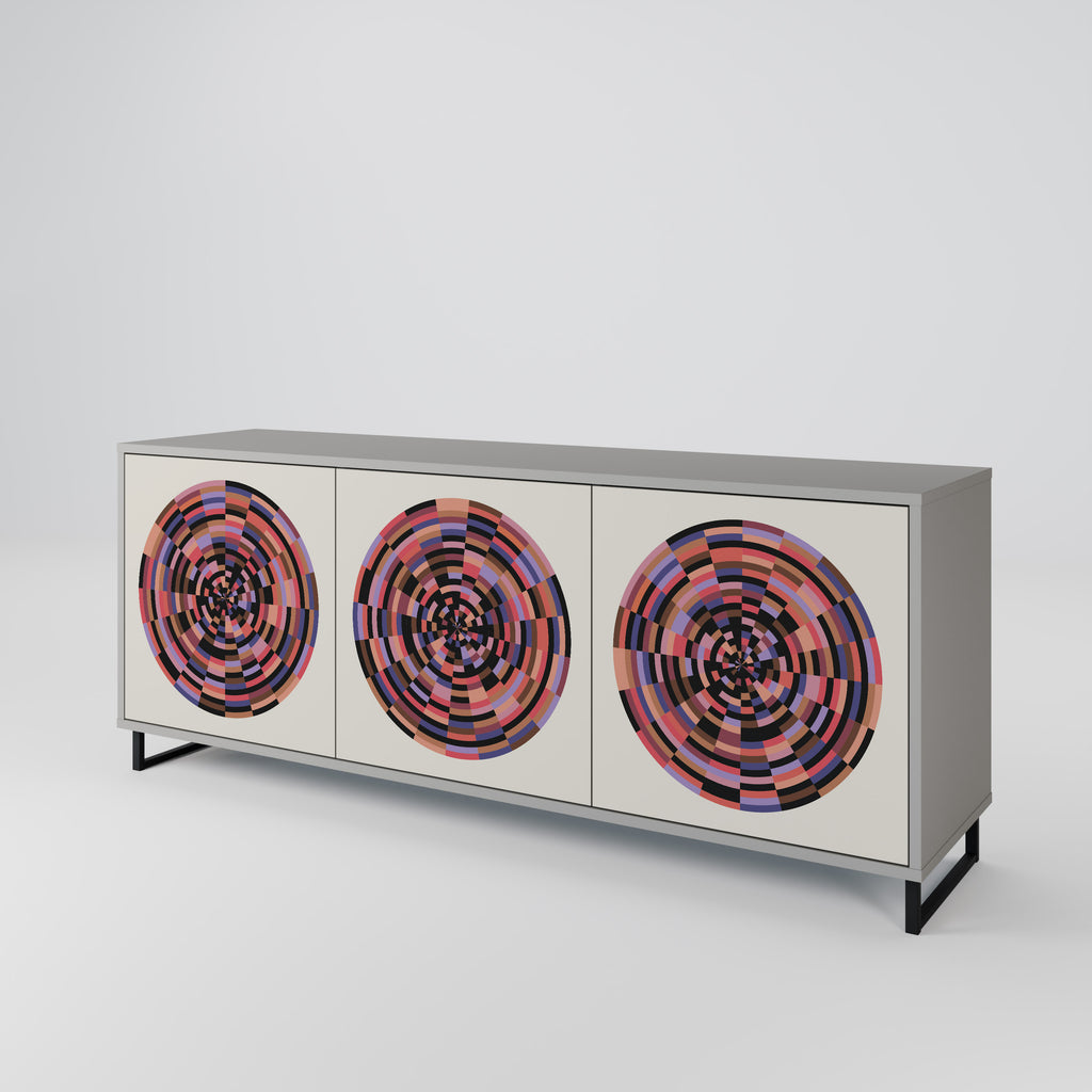 BROWN CIRCLES 3-Door Sideboard in Grey Finish