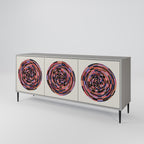 BROWN CIRCLES 3-Door Sideboard in Grey Finish