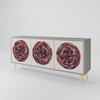 BROWN CIRCLES 3-Door Sideboard in Grey Finish