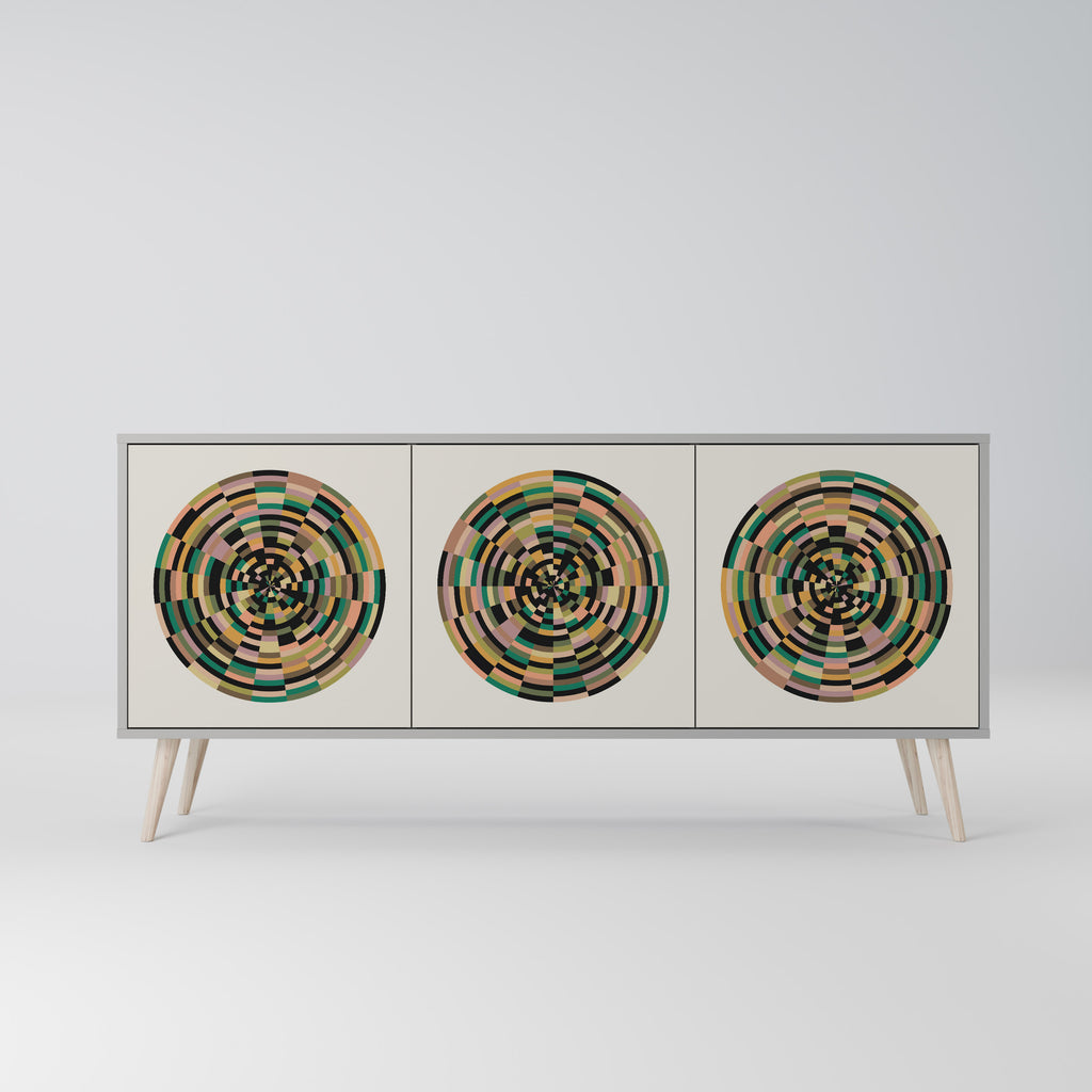 GREEN CIRCLES 3-Door Sideboard in Grey Finish