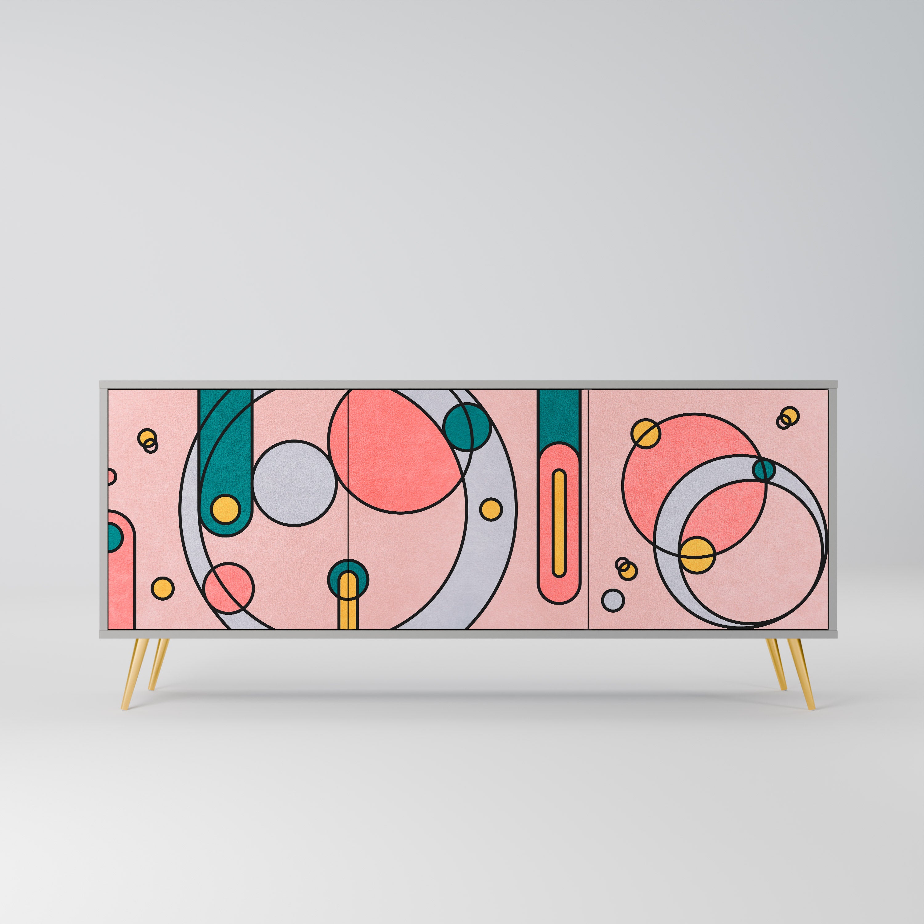 GOSSAMER ECHOES 3-Door Sideboard in Grey Finish