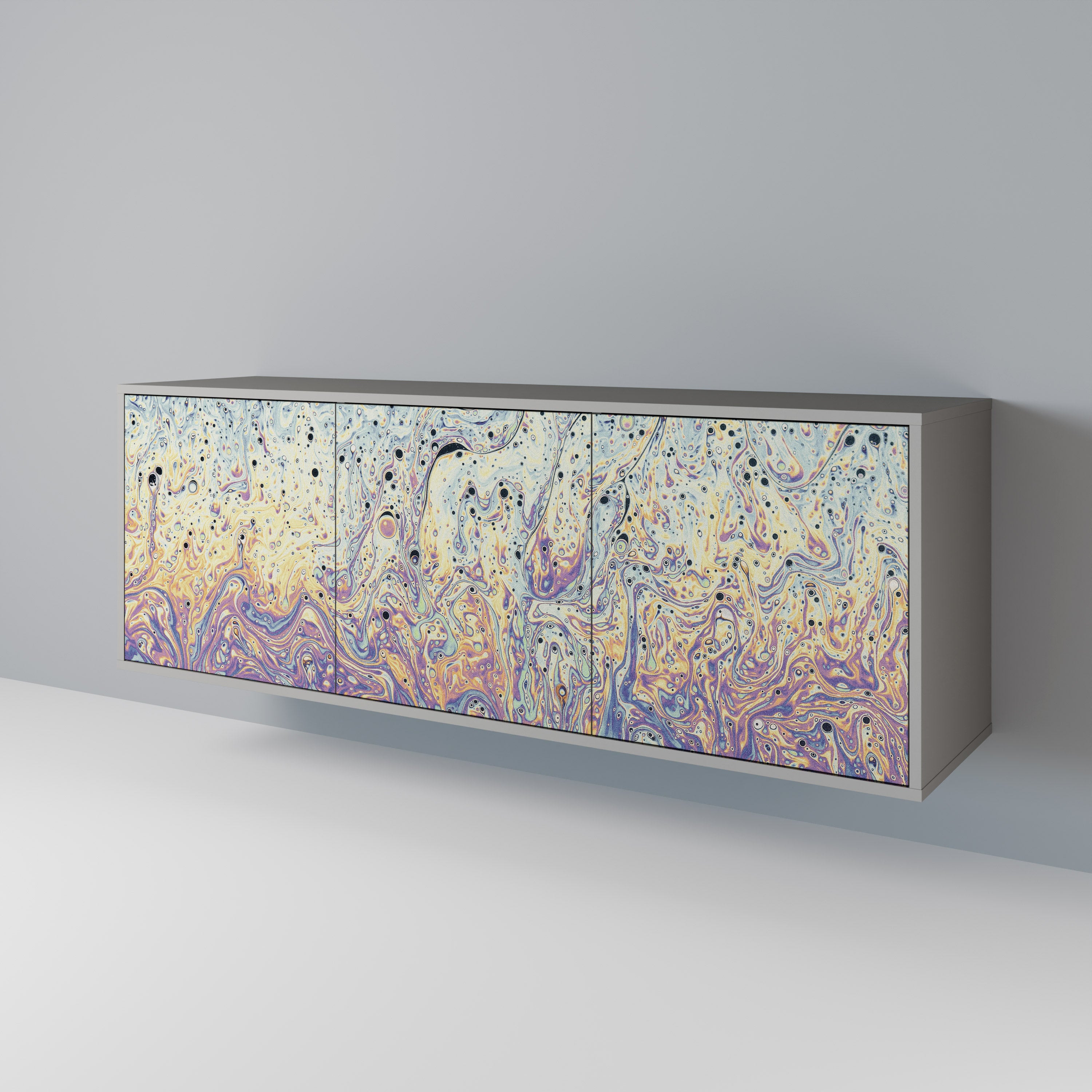 MOSAIC OF COLORS 3-Door Sideboard in Grey Finish