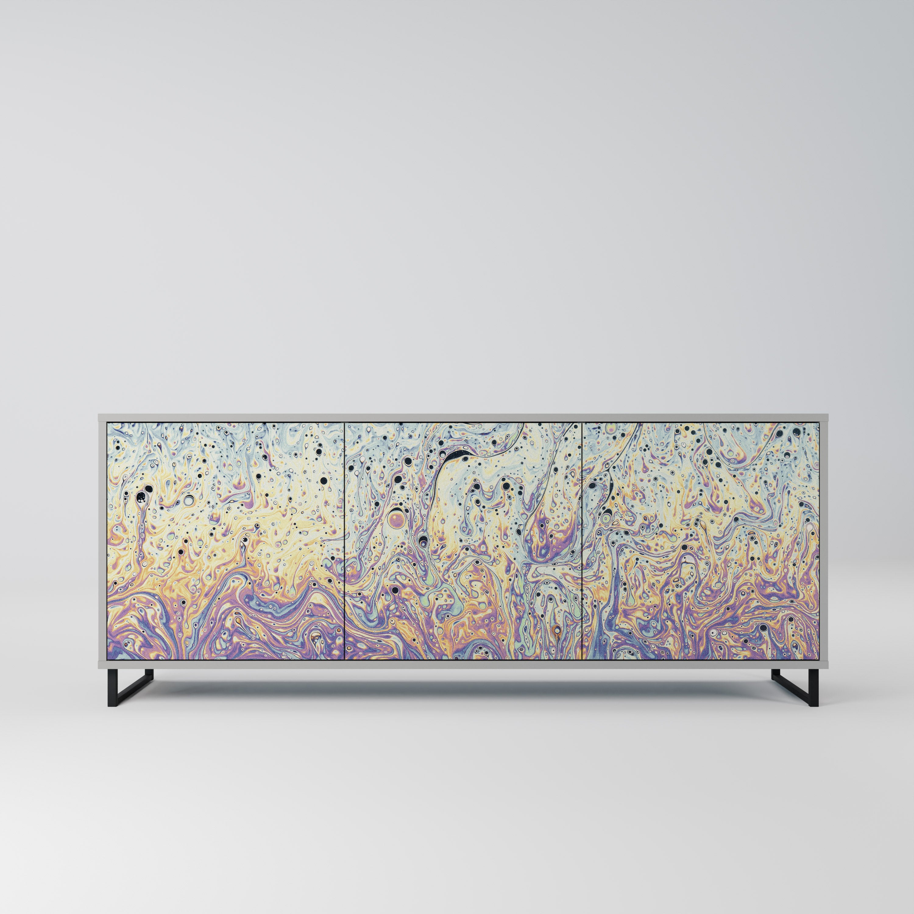 MOSAIC OF COLORS 3-Door Sideboard in Grey Finish